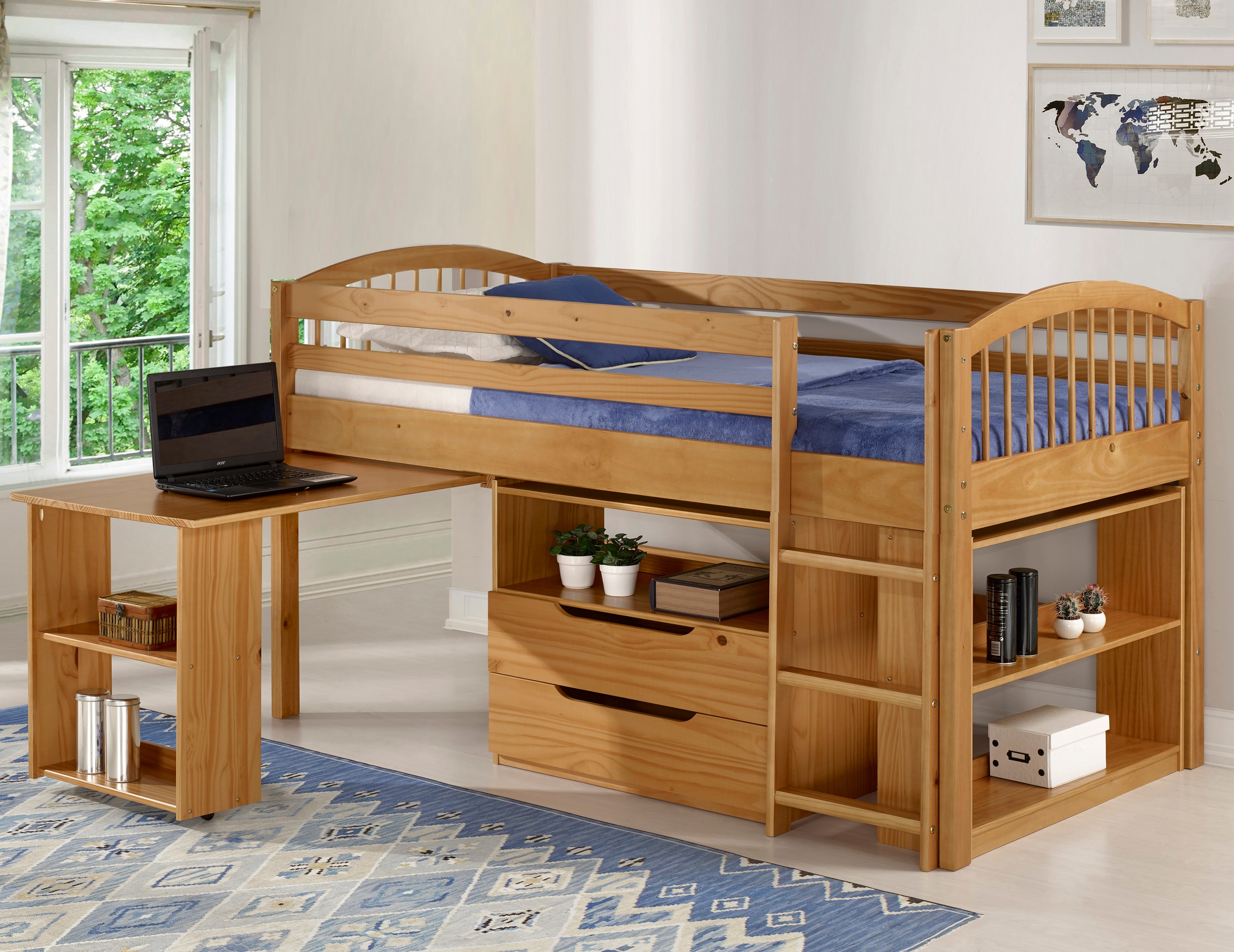 Alaterre Furniture Addison Oak Twin Bed Frame with Storage in the Beds ...