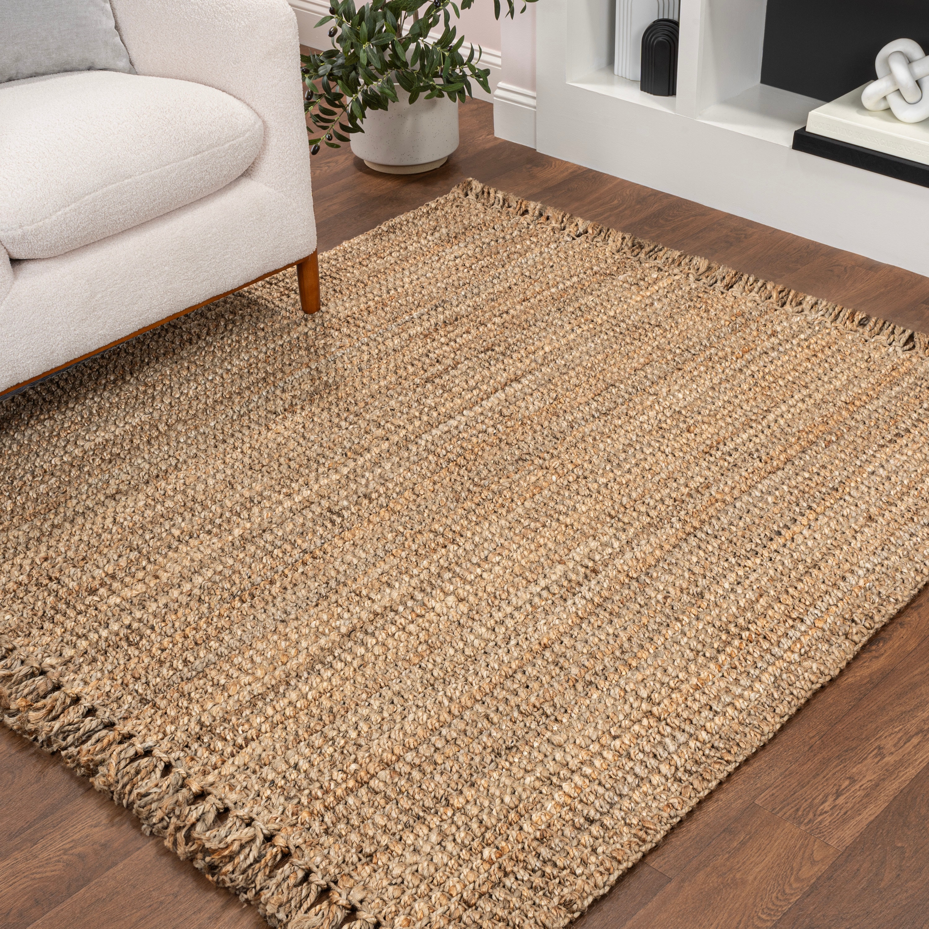 JONATHAN  Y NRF103A-8SQ NATURAL FIBER Pata 8 x 8 (ft) Loomed Jute Natural Square Indoor Solid Bohemian/Eclectic Area rug
