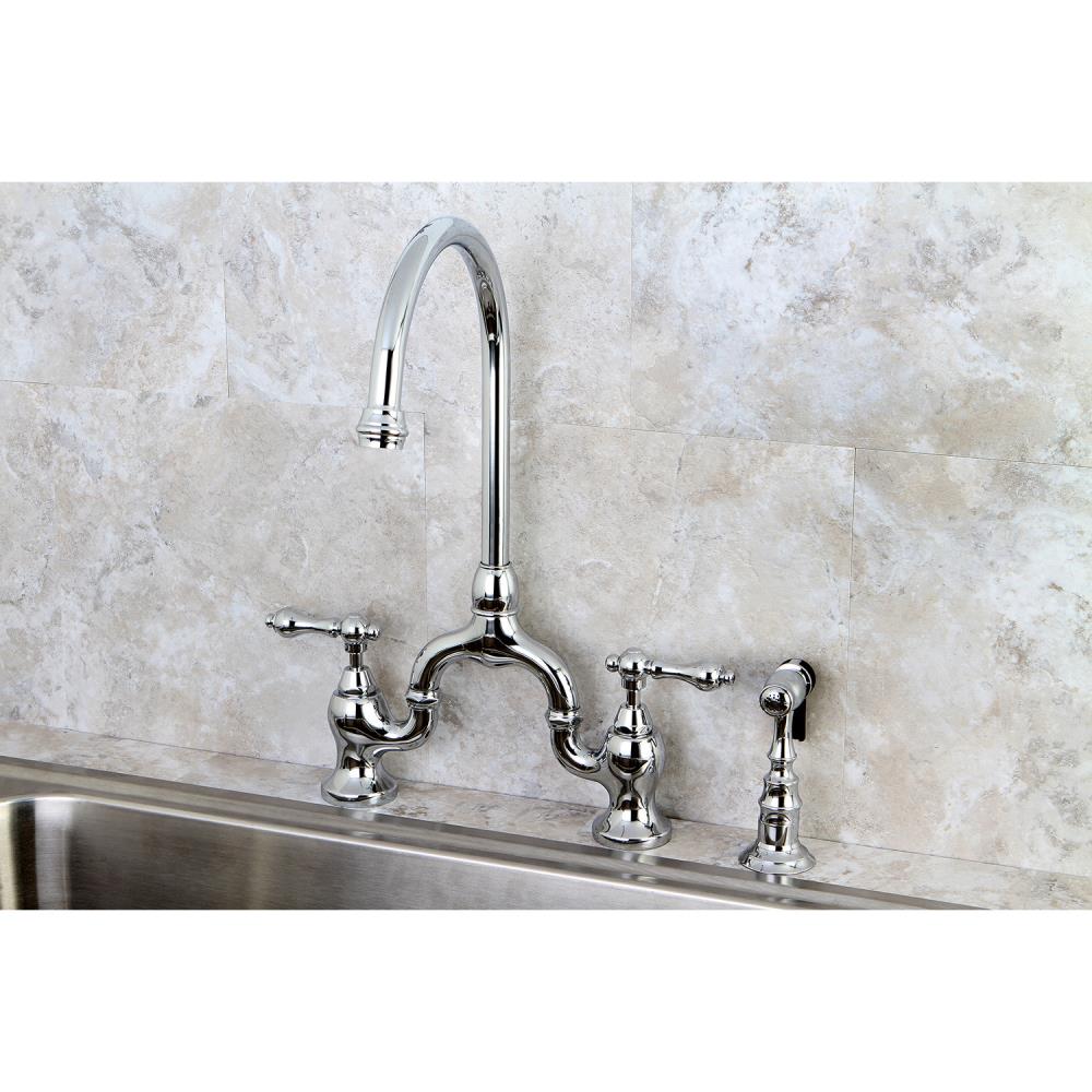 Kingston Brass English Country Polished Chrome 2-handle Bridge Kitchen  Faucet with Sprayer Function