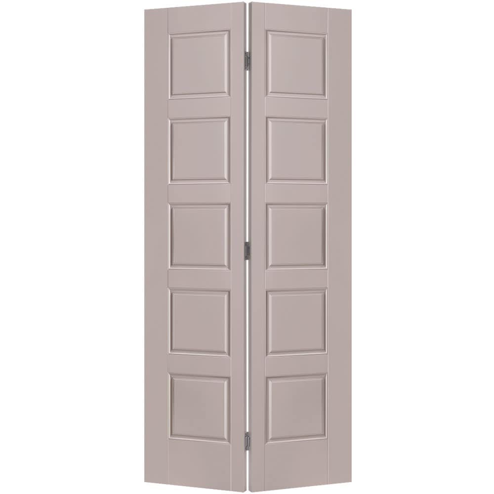 Masonite 1444381 Riverside 36-in x 80-in Driftwood 5-panel equal Smooth Hollow core Prefinished Molded composite Closet Bifold Door ( Hardware Included )