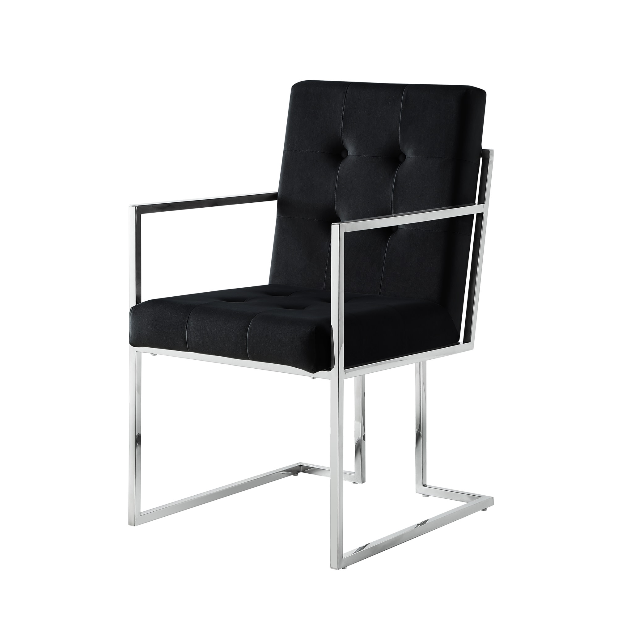 Inspired Home AD56-02BK2-LS Set of 2 Triniti Contemporary/Modern Velvet Upholstered Dining Arm Chair (Metal Frame)