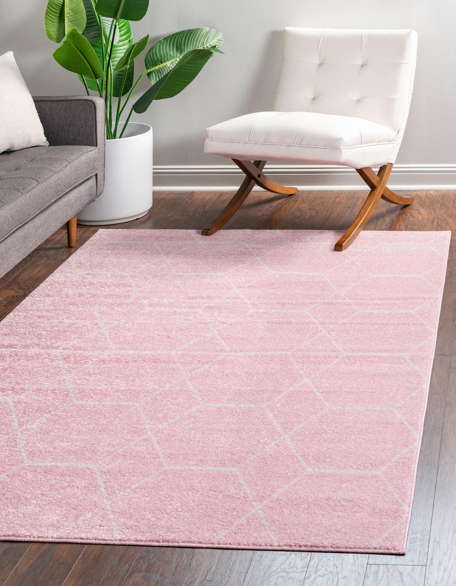 Unique Loom 3151616 Trellis Frieze 10 x 13 (ft) Loomed Polypropylene Light Pink Rectangular Indoor Trellis Area rug