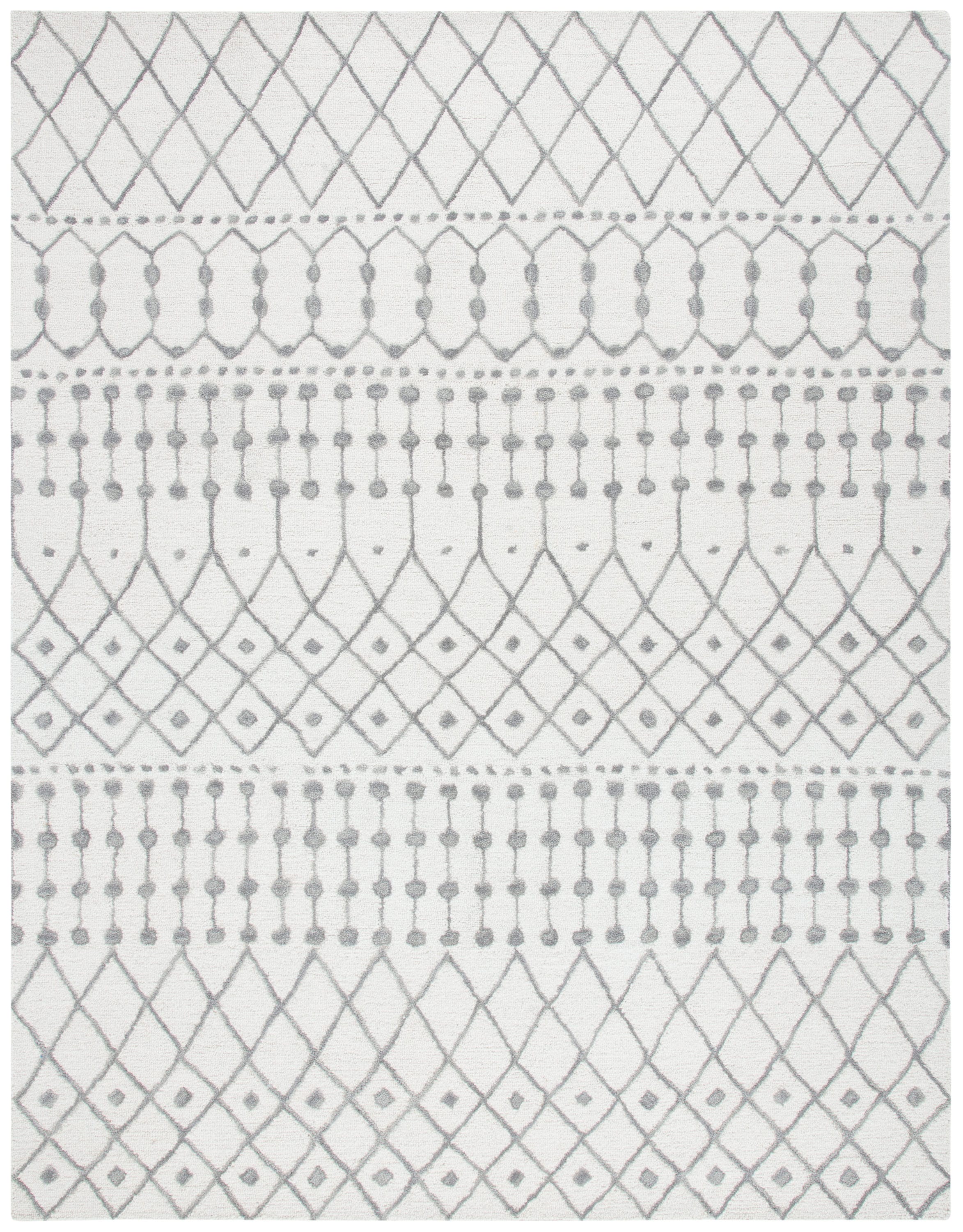 Grey and Ivory Floral Wool 6' x 9' Tufted Area Rug