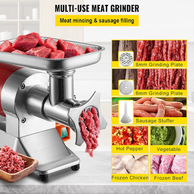 VEVOR 180-Speed Stainless Steel Commercial/Residential Meat Grinder in the Meat  Grinders department at