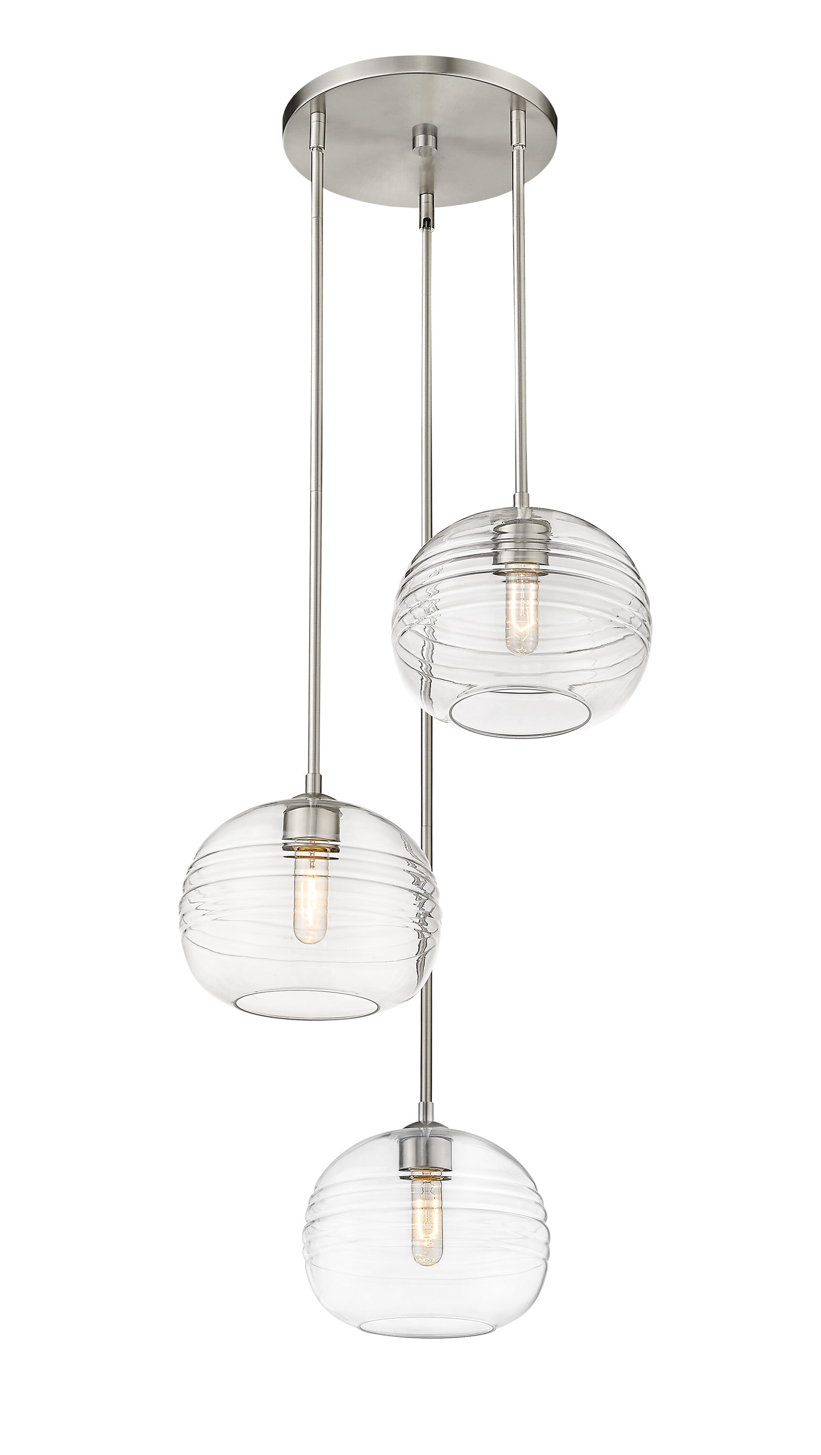 Z-Lite 486P10-3R-BN Harmony 3 -Light Brushed Nickel Transitional Clear glass Globe Medium Hanging Pendant light