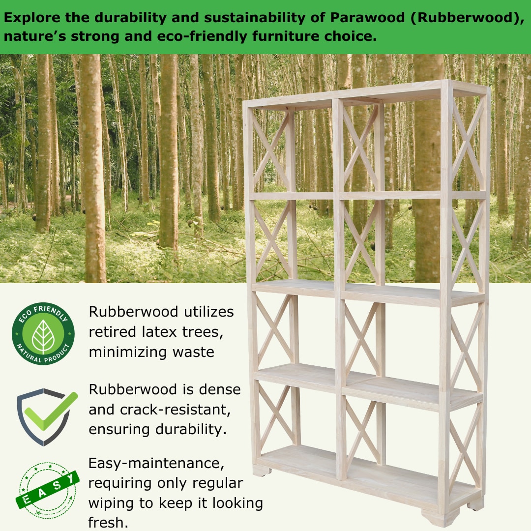 Eco-Friendly Solid Parawood Room Divider in Natural Finish