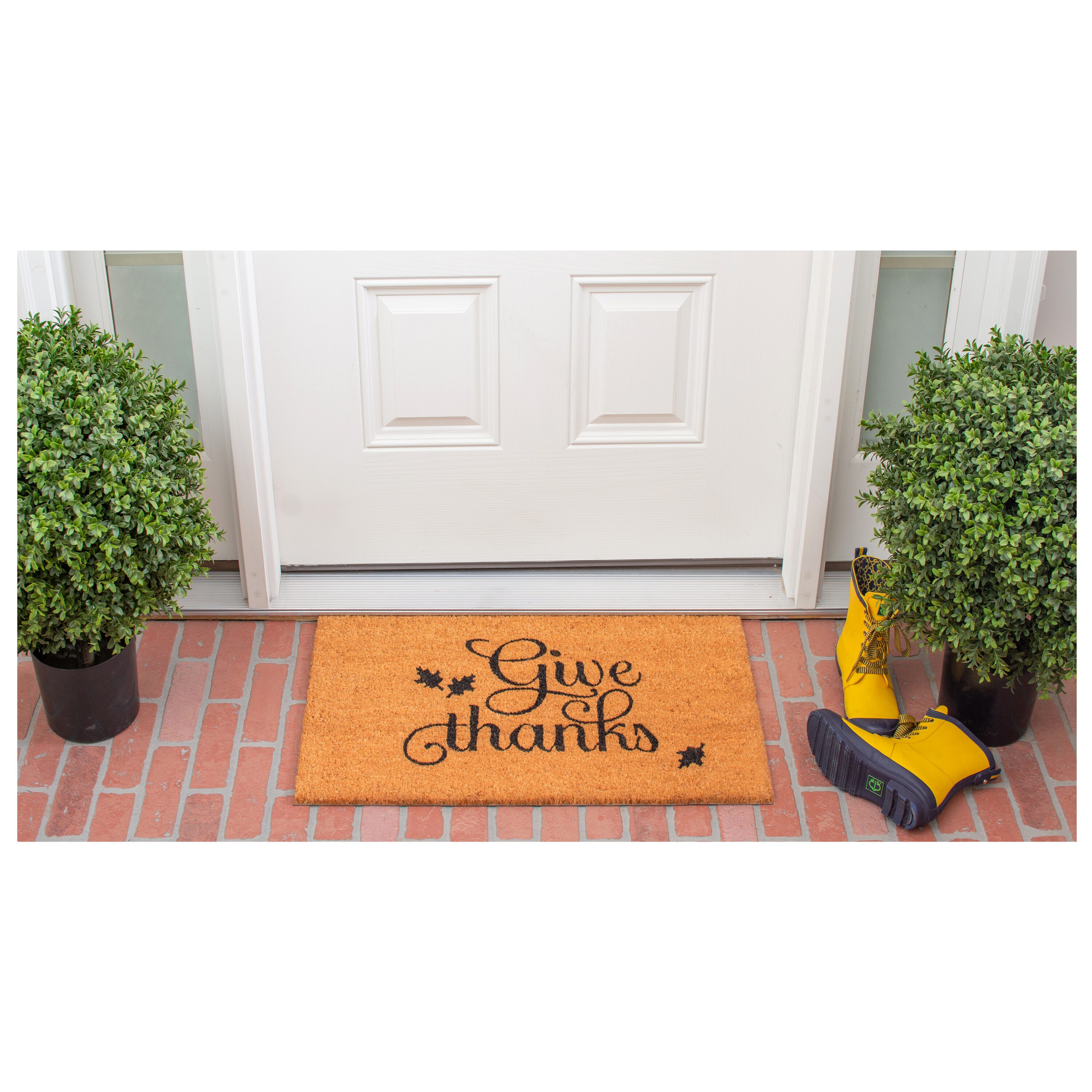 Happy Thanksgiving Coir Doormat with Turkey Design, 17" x 29"
