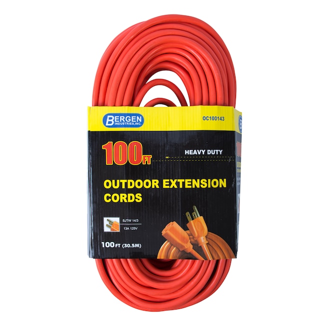 2 Pack 20ft Orange  Extension Cable Electrical Cord Indoor/Outdoor