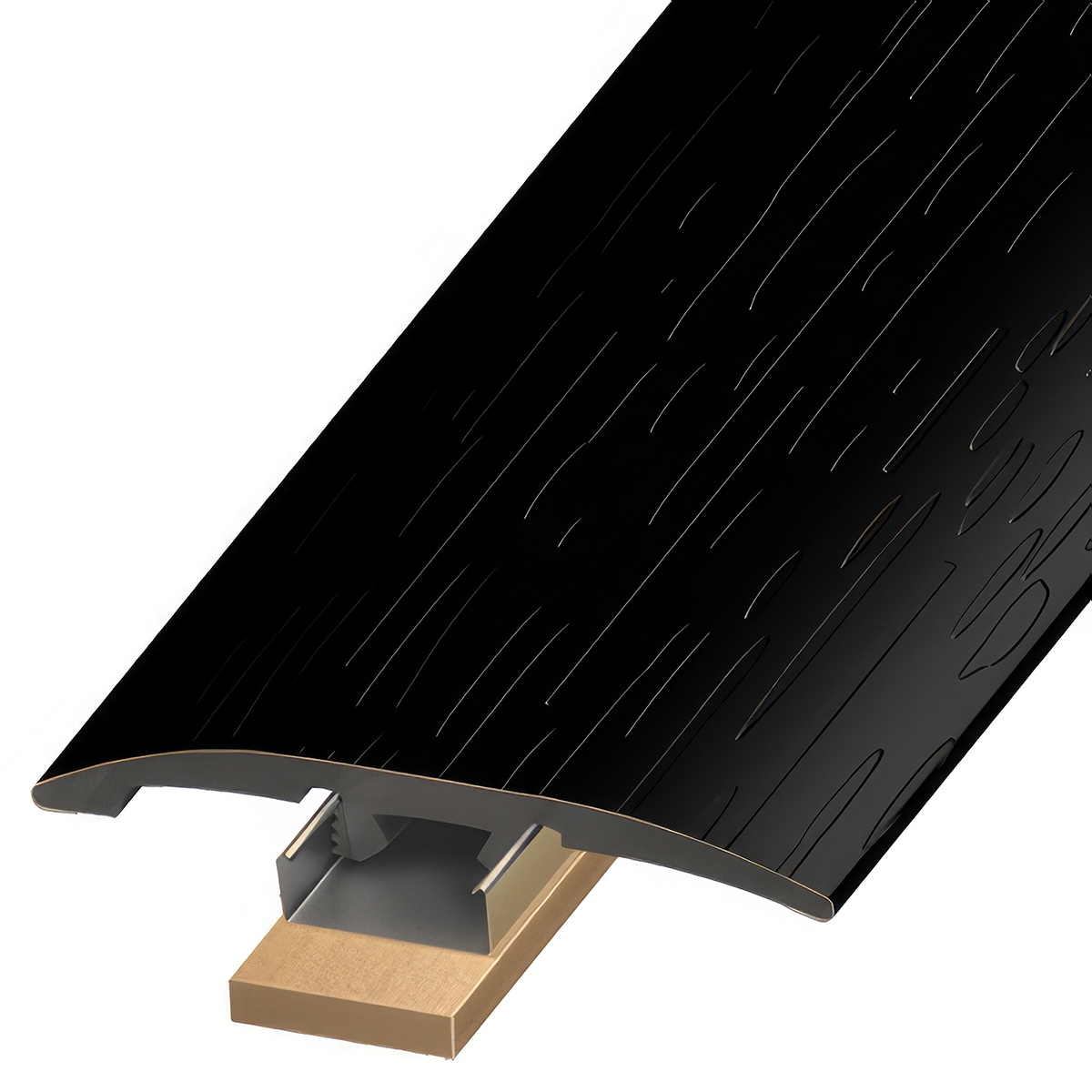 Versatrim SLT-114288 Pop MaxCore Lucida -Pop MaxCore-Piano Black Prefinished 0.25-in T x 2-in W x 94-in L PVC 3-in-1 T-moulding/Reducer/Endcap