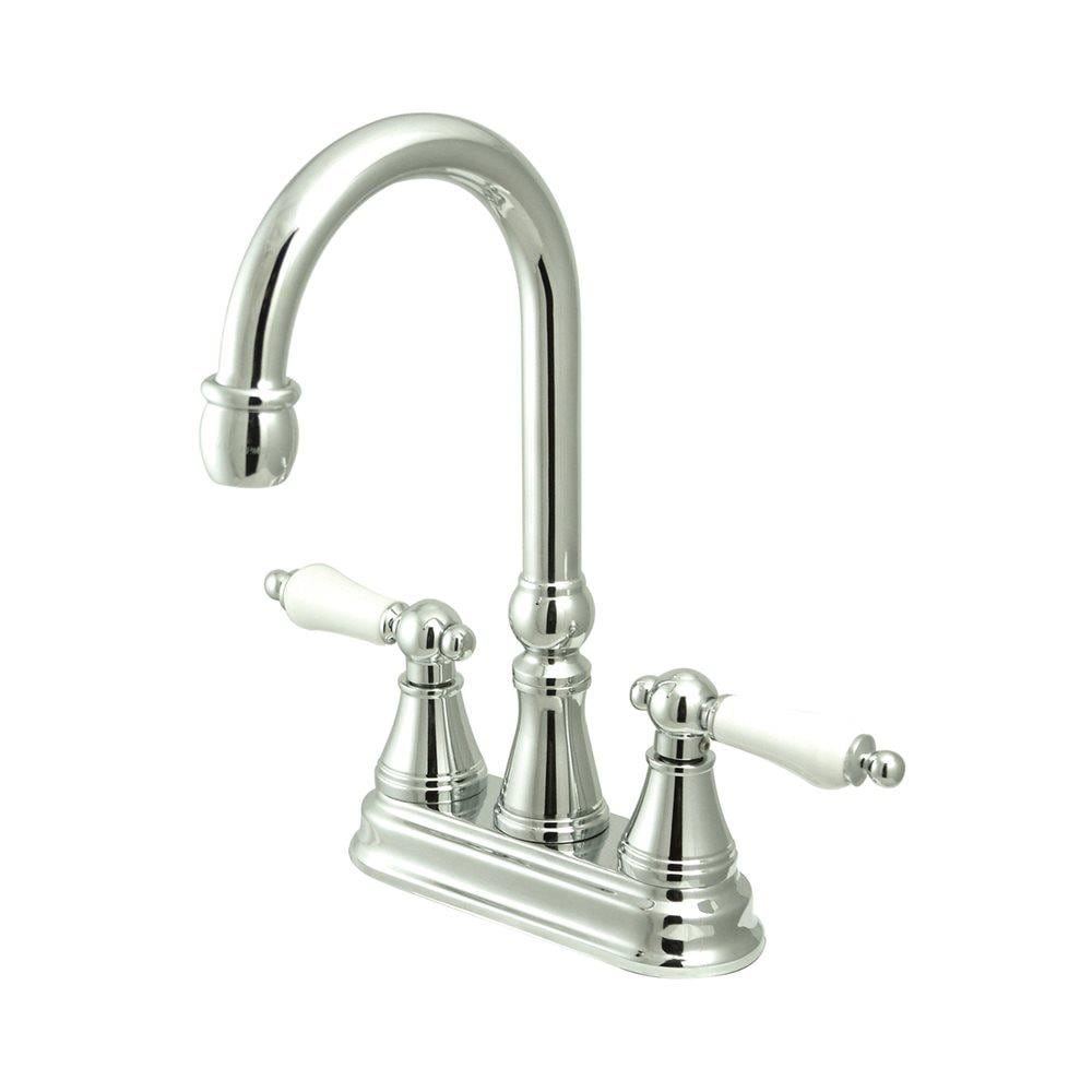 Elements Of Design Chrome 2 Handle High Arc Kitchen Faucet Deck Plate Included In The Kitchen 8974