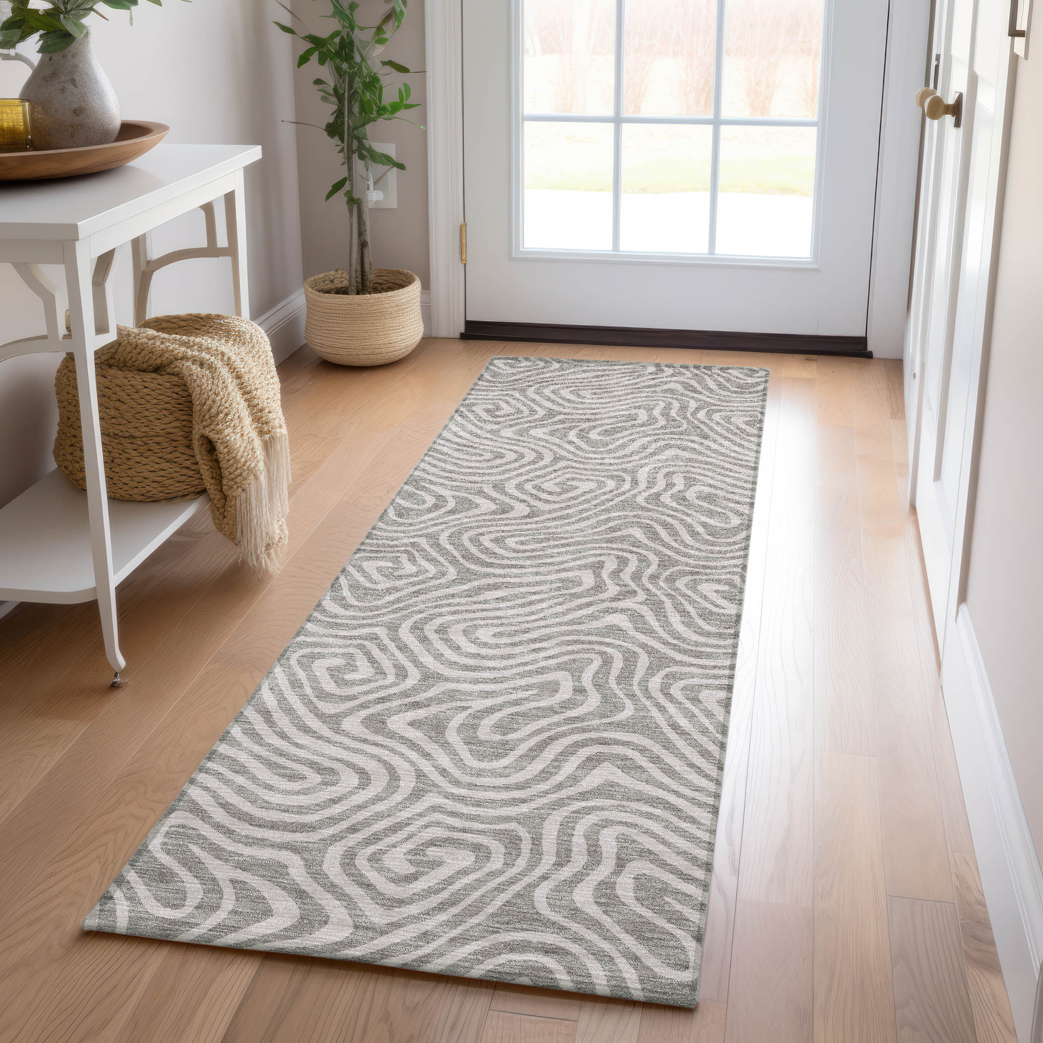 Addison Rugs ACN1030TP2X8 Chantille ACN1030TP 2 x 7 (ft) Polyester Taupe Rectangular Indoor/Outdoor Geometric Machine washable Runner rug