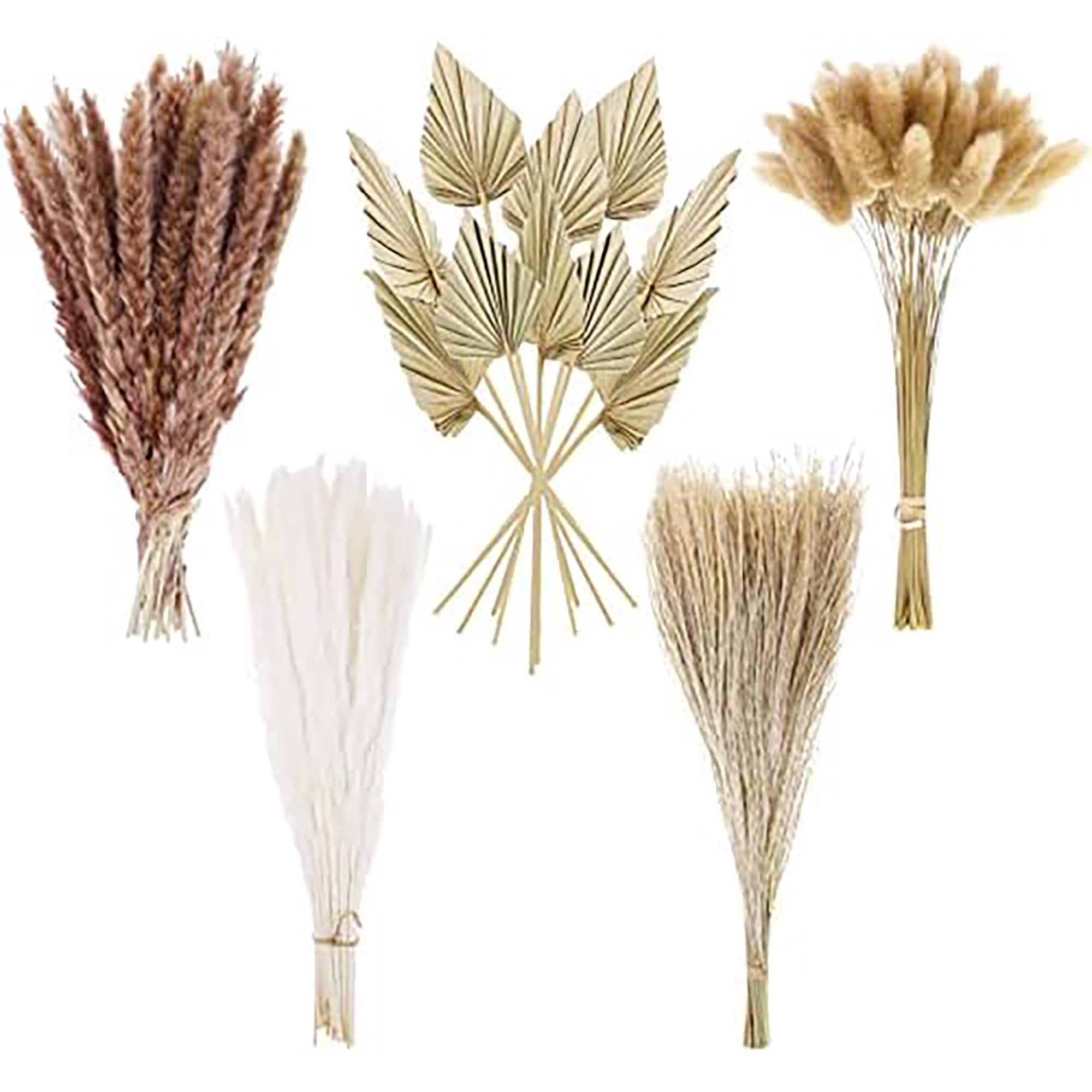 Astro Turf Rabbit Etokfoks 110 Piece Dried Pampas Grass Decor Set with Palm Spears Bunny ...
