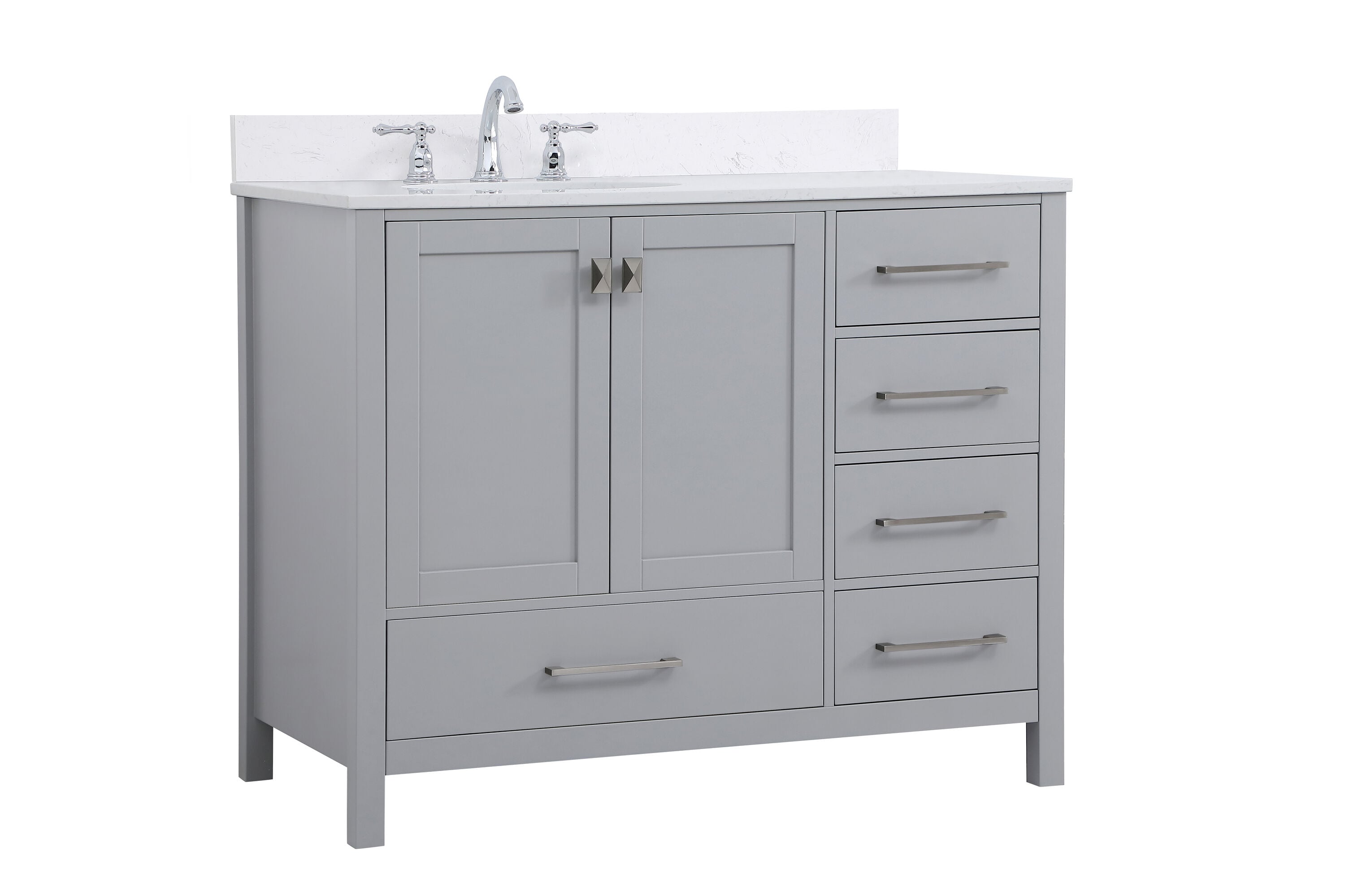 Elegant Decor HF56526GR 42-in Gray Undermount Single sink Bathroom Vanity with calacatta white Engineered marble Top