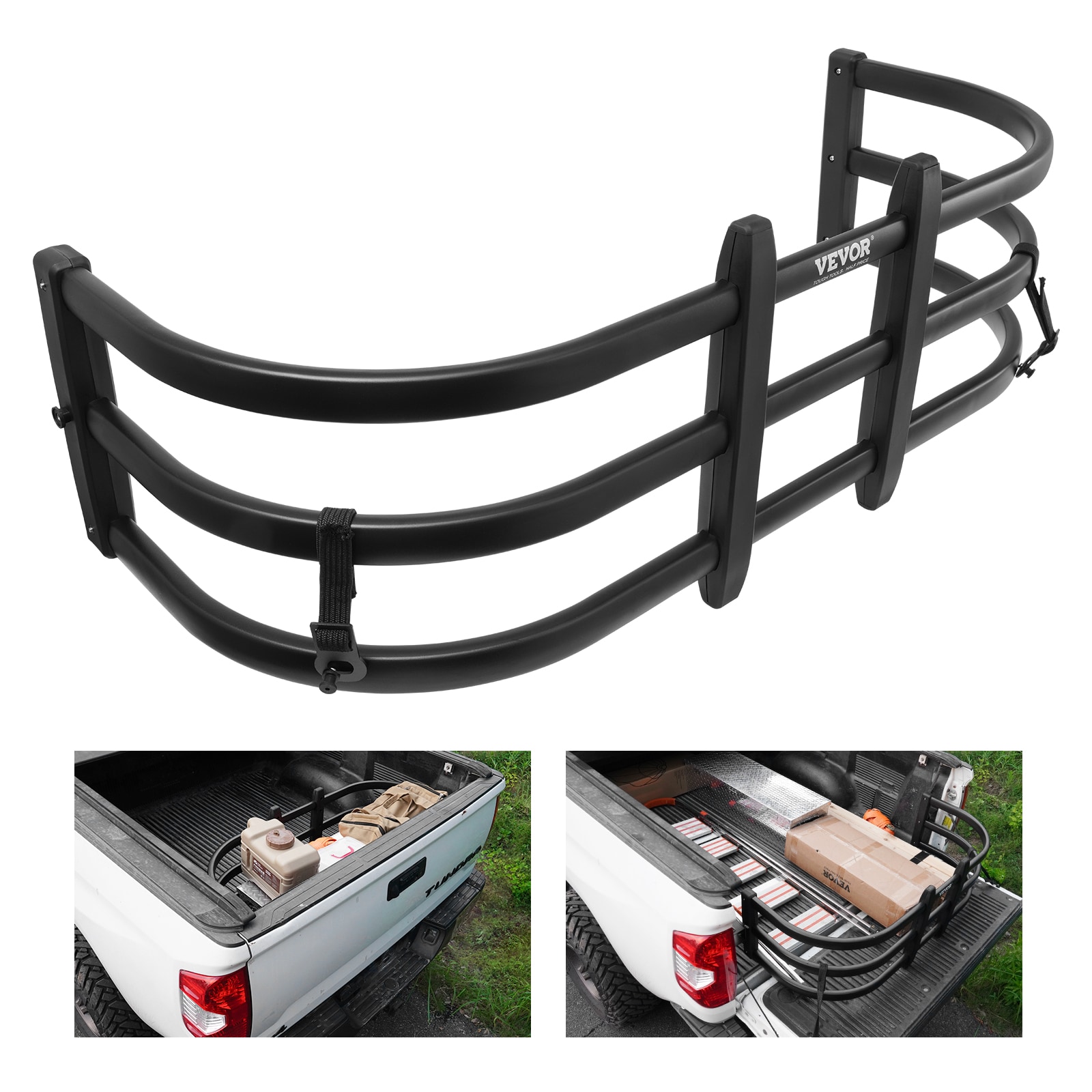 VEVOR KCCKZKH6063T6S2UYV0 Truck Bed Extender, Aluminum Retractable Tailgate Extender, 51.6-in-64-in Adjustable Length, Fits for Ridgeline, Tacoma, Gladiator, Colorado/Canyon, Frontier, and Ranger