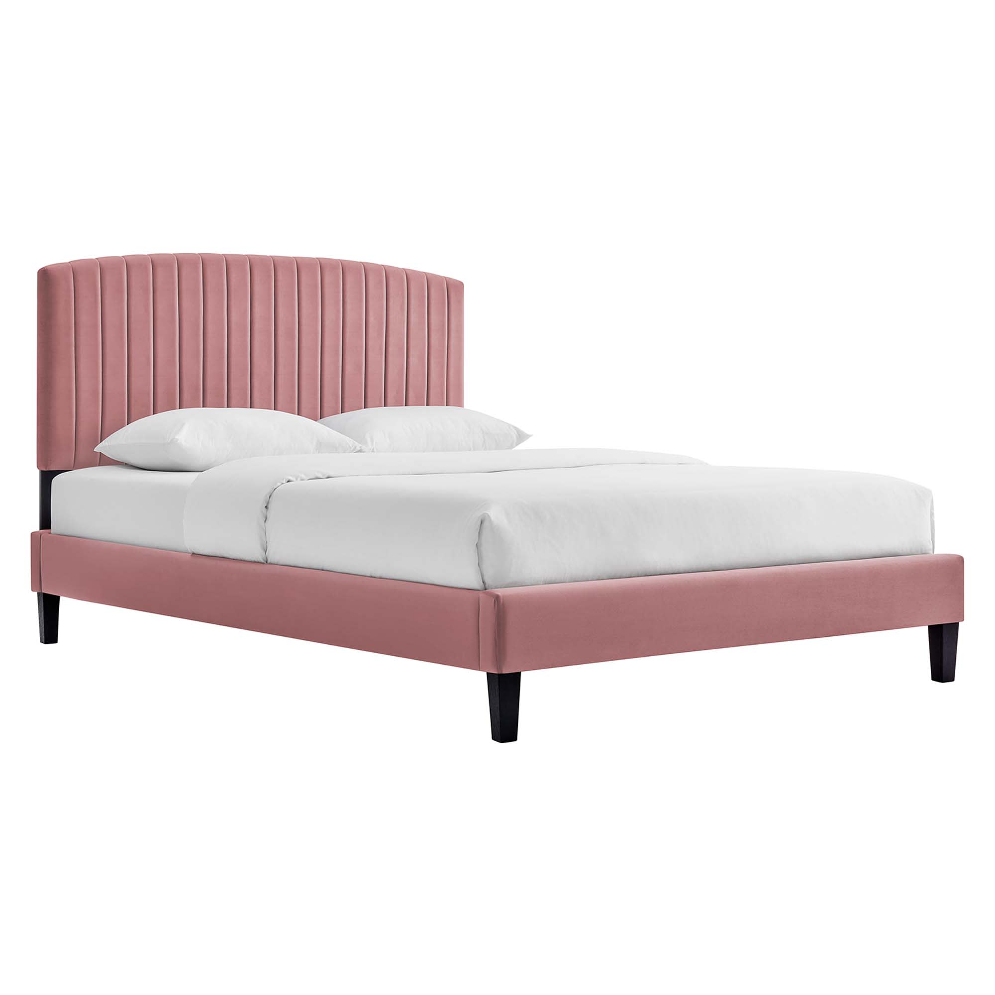  Alessi Performance Velvet Queen Platform Bed in Dusty Rose