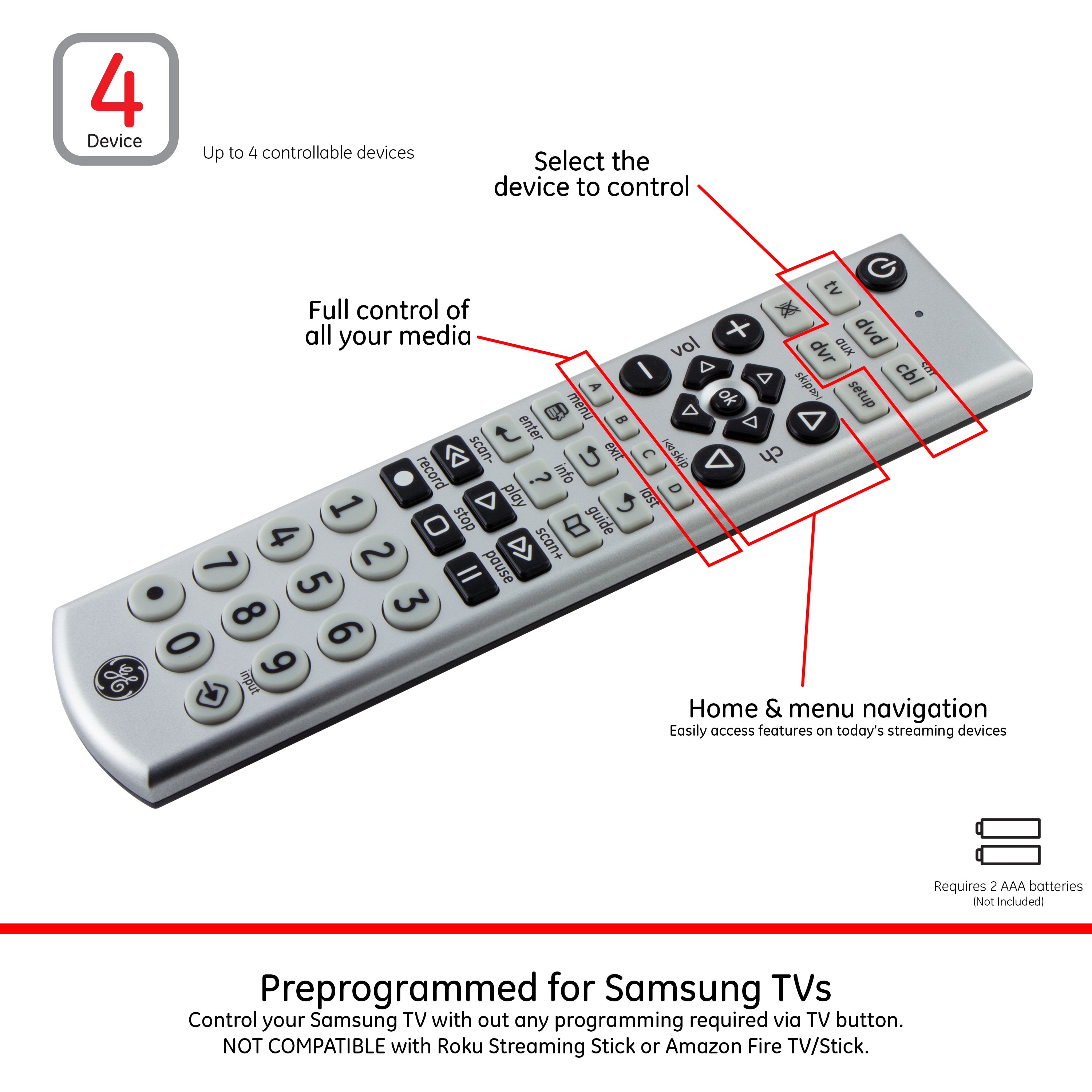 Treemote 1-Device Universal Remote Control in the Universal Remotes  department at