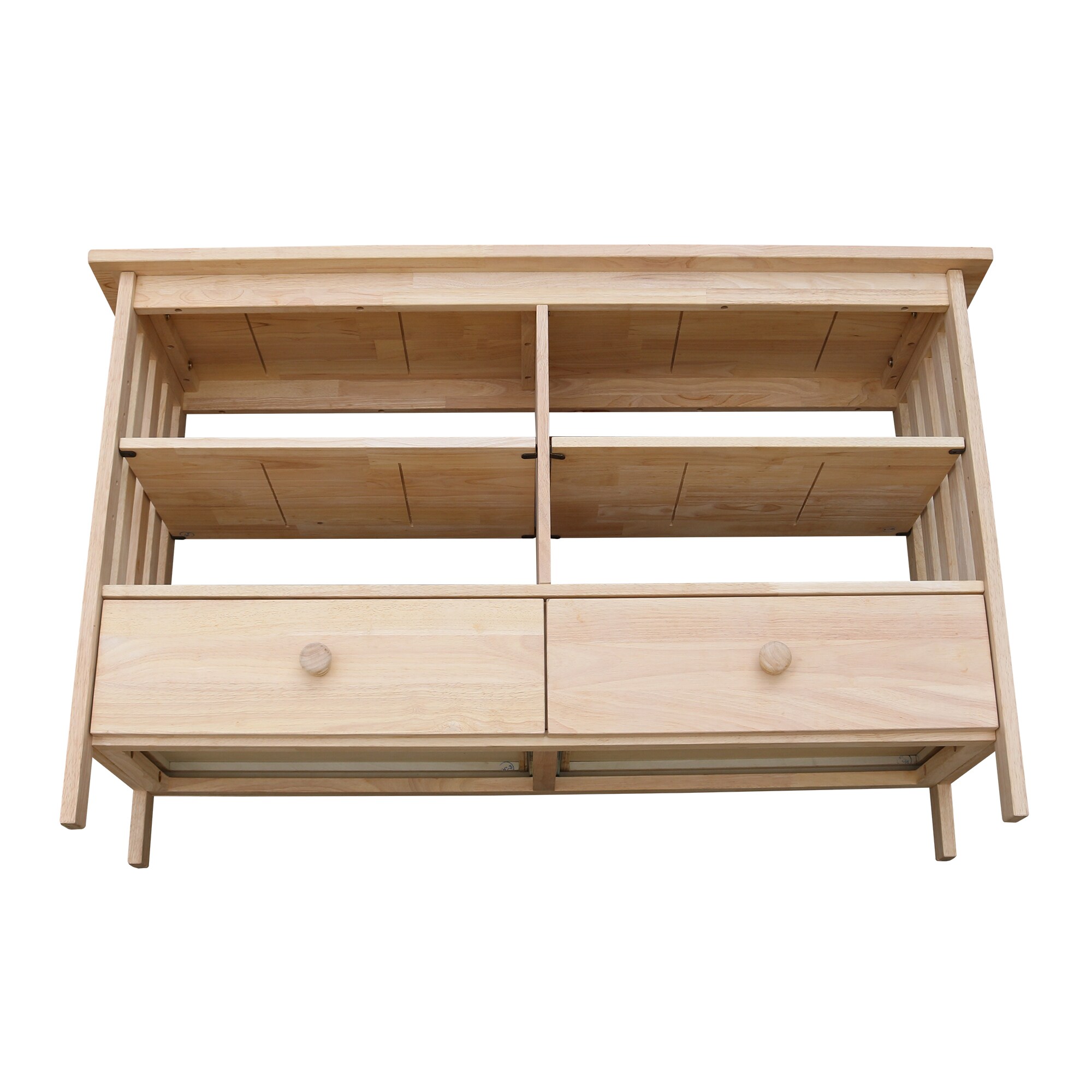 Solid Wood Classic Mission TV Stand with Cabinet - Light Brown