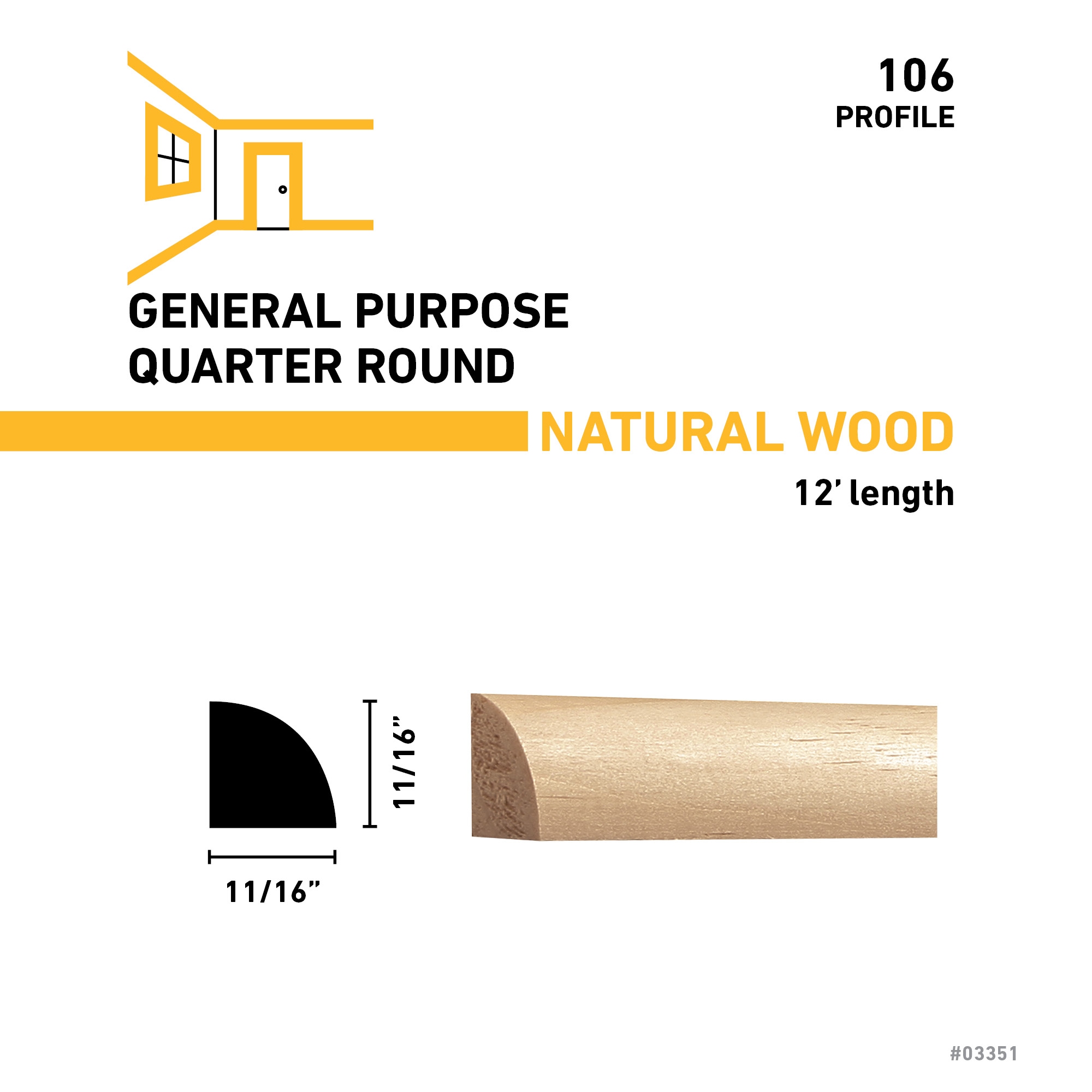 RELIABILT 10612PINE Quarter-Round-Moulding - View #3