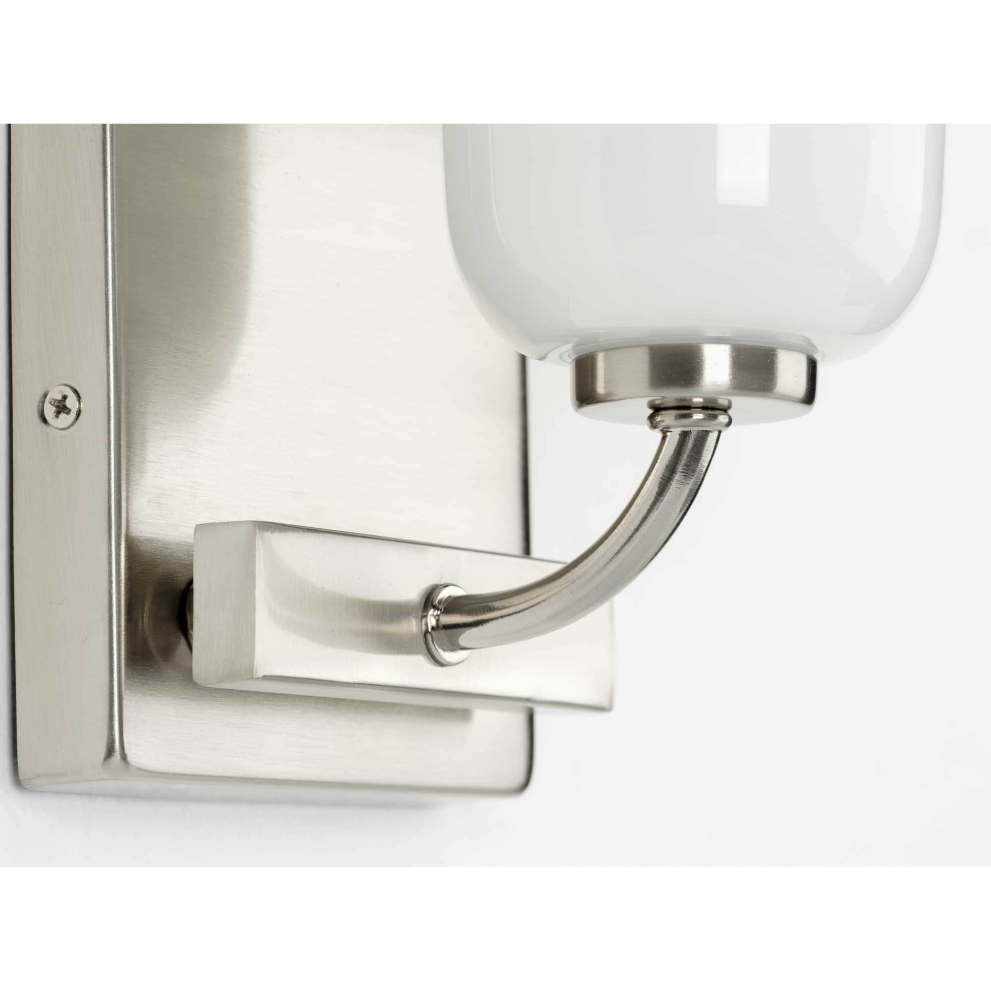 Brushed Nickel White Opal Glass Dimmable Bath Vanity Light