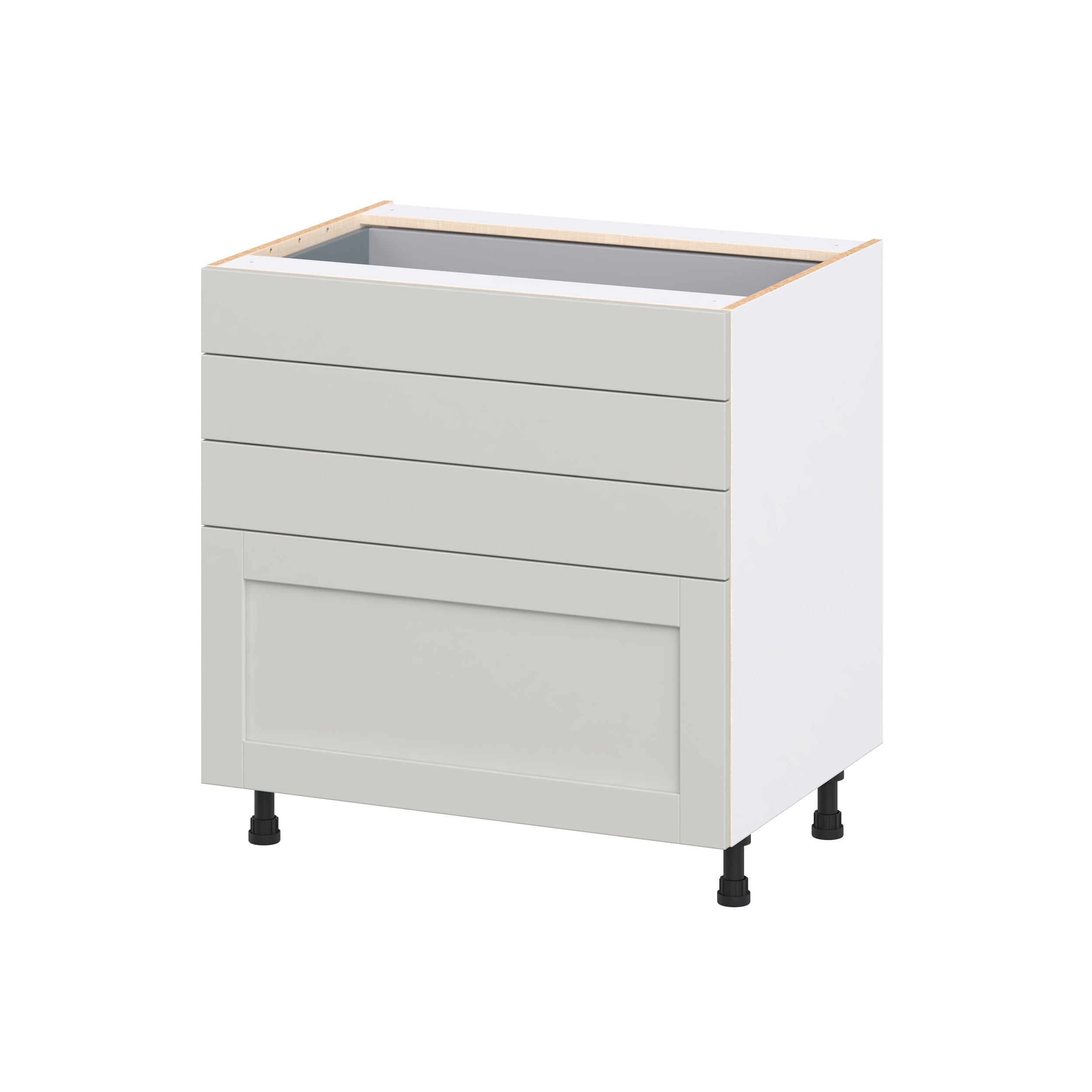 Hugo&Borg DSB4D33-CH Charlesberg 33-in W x 34.5-in H x 24.5-in D Light Gray 4 -Drawers Drawer Base Fully assembled Cabinet Recessed Panel Shaker