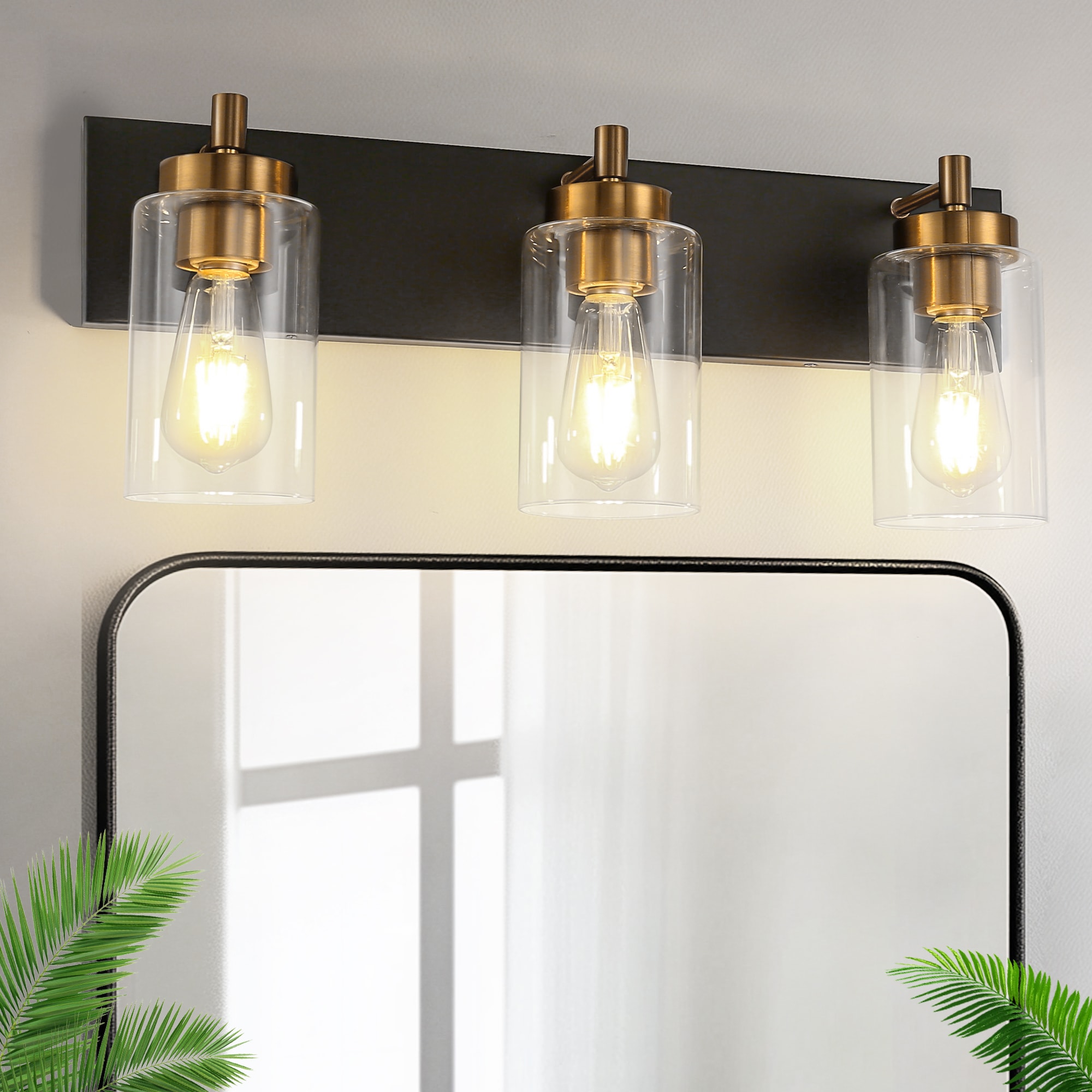 YANSUN LA-JQ33101CGB-1A 22.05-in 3 -Light Matte Black Industrial Vanity light