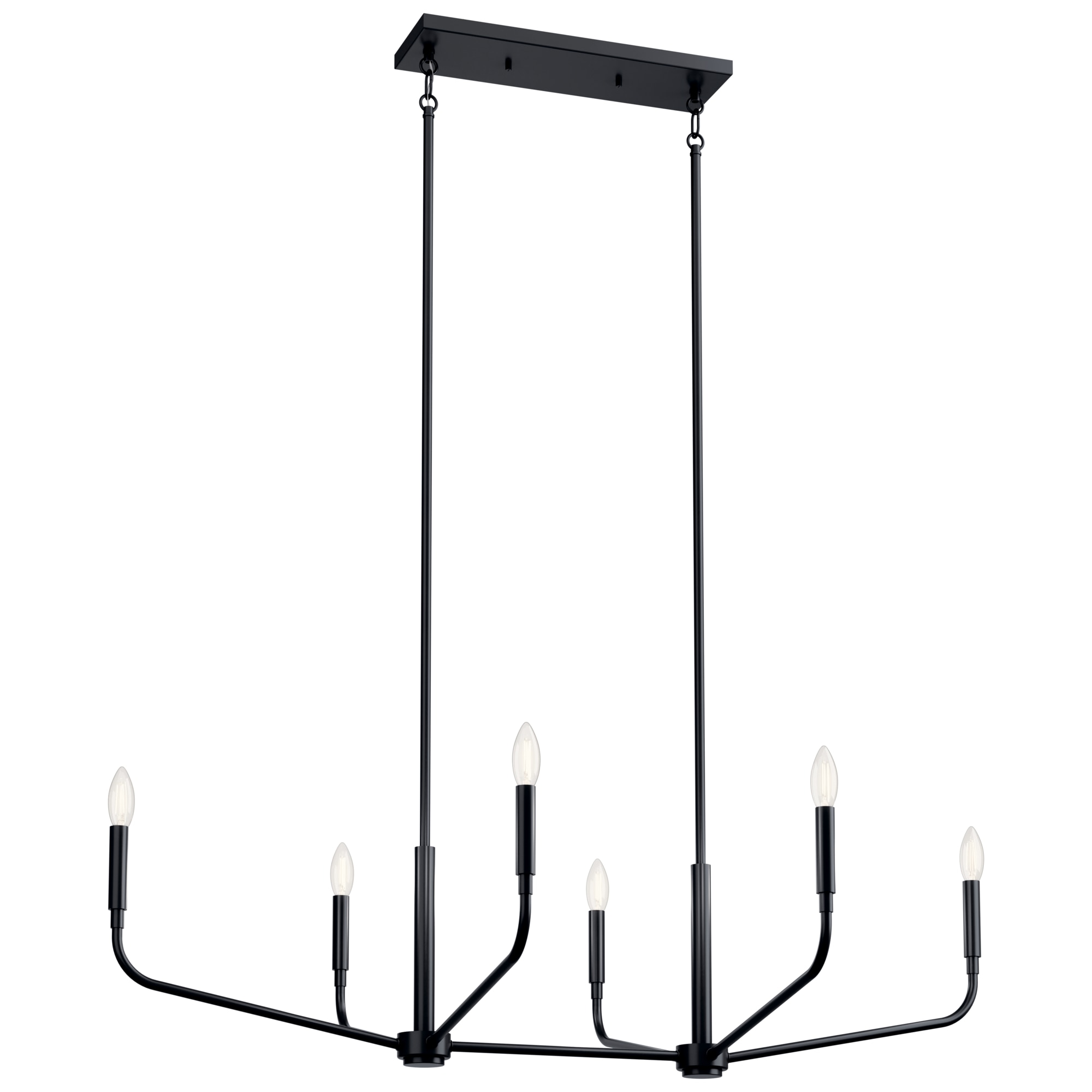 Kichler 52721BK Madden 6 -Light Black Modern/contemporary Bare bulb For Use in Bedrooms, Dining Rooms, Foyers, Kitchens, Living Rooms Chandelier
