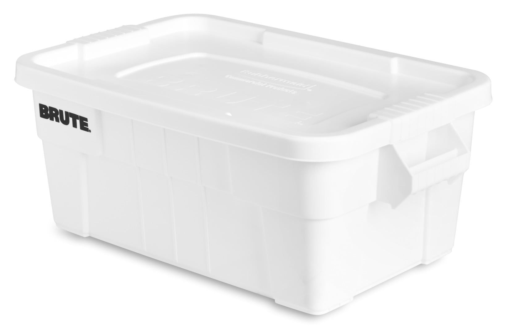 Rubbermaid Commercial Products Brute Medium 14-Gallons (56-Quart) White  Weatherproof Heavy Duty Tote with Standard Snap Lid at