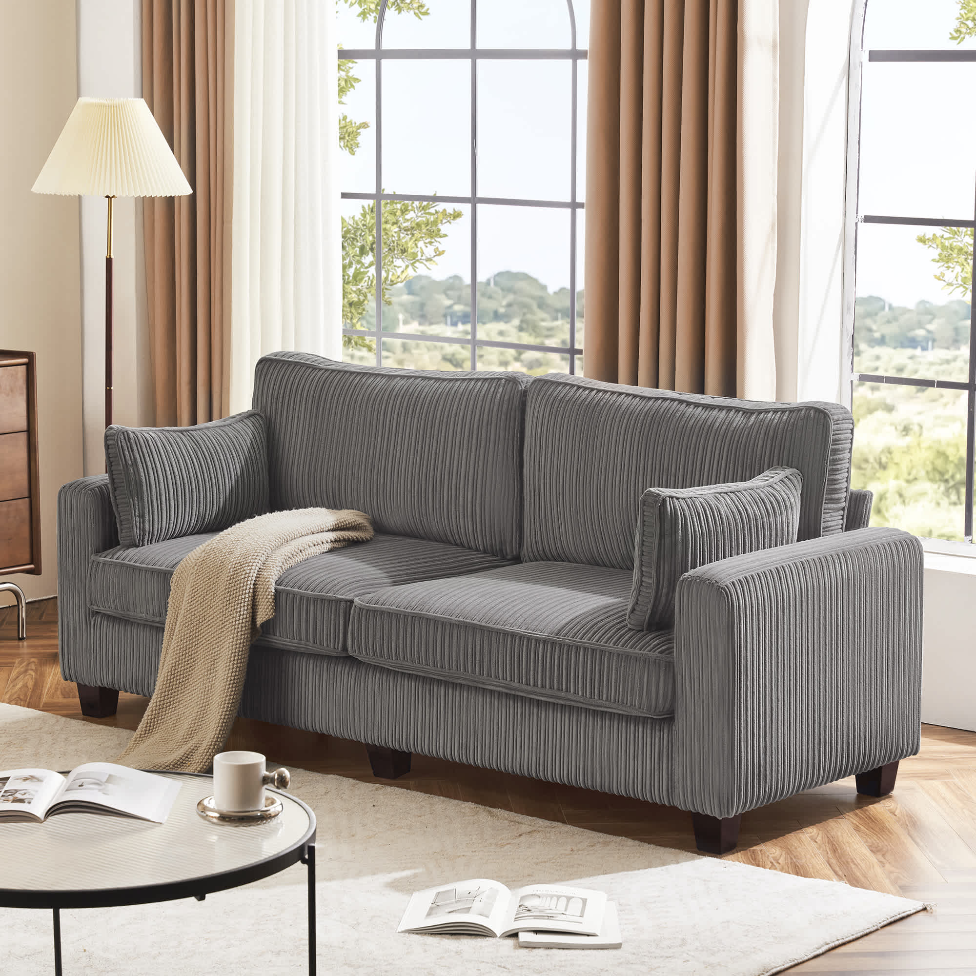 Hosworth - 80.71'' Upholstered Square arm standard 3 seater sofa