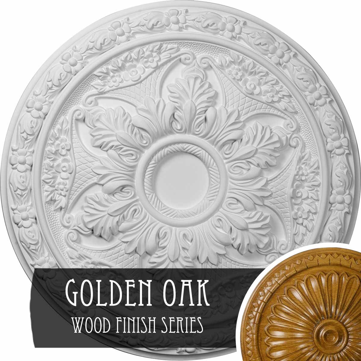 Ekena Millwork CM20BLGOS Baile 20-in W x 20-in L Golden Oak Polyurethane Ceiling Medallion