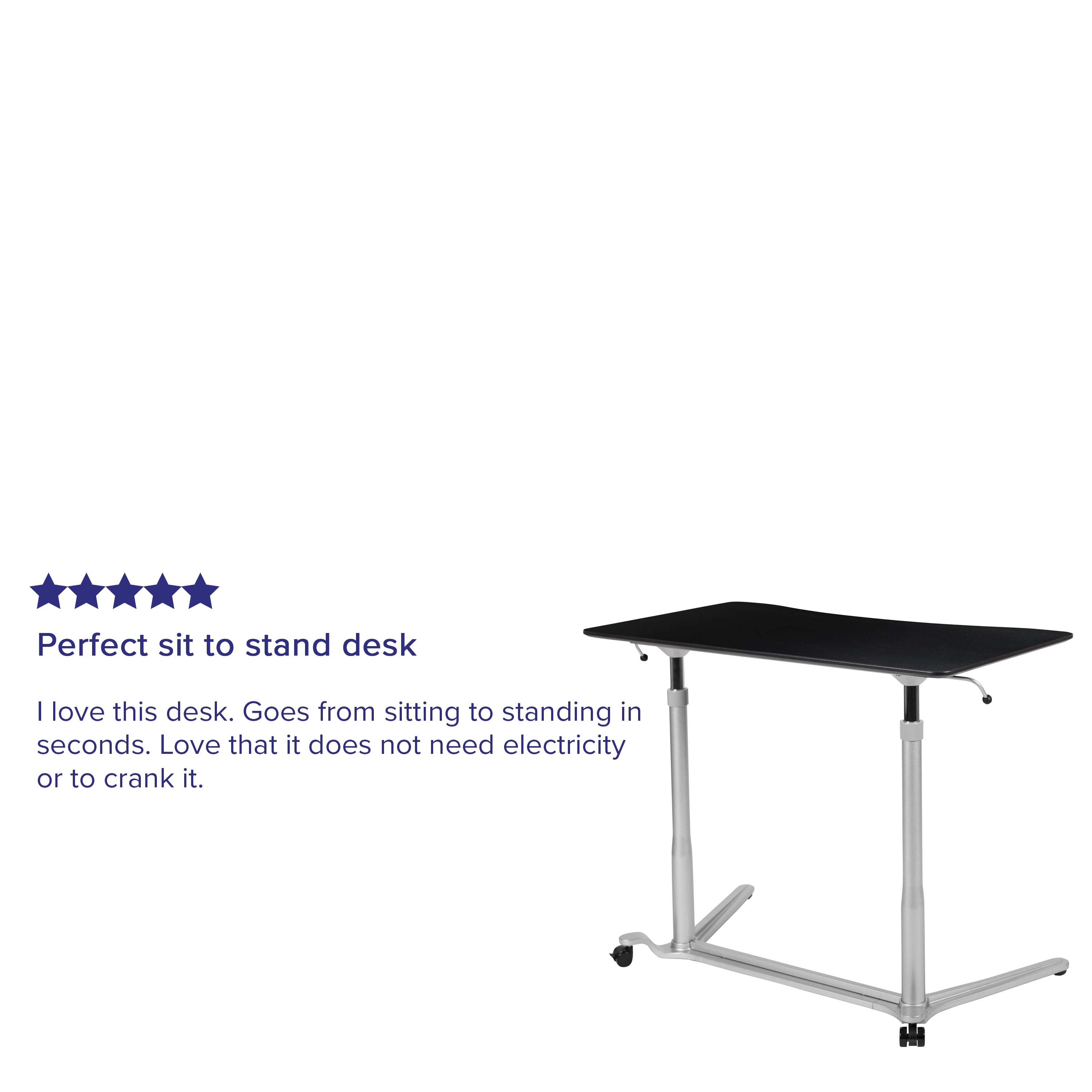 ErgoFlex Silver and Black Adjustable Height Mobile Standing Desk