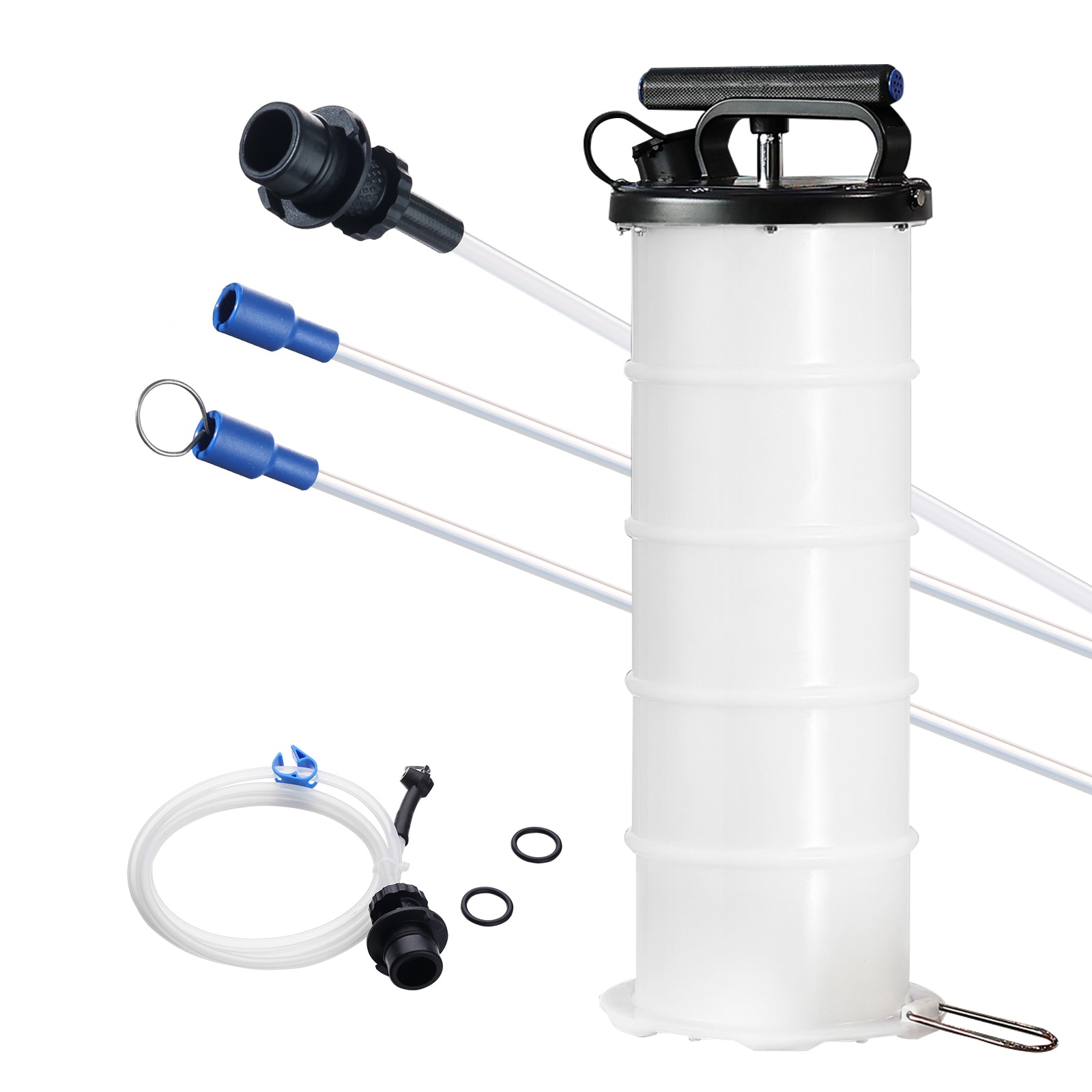 GIVIMO 1.74 gal Manual Fluid Extractor 6.5 L Hand-Operated Oil Changer Vacuum Pump with Oil-Pan Hose and 4 Suction Tubes for Automotive Engine and Gear Oil