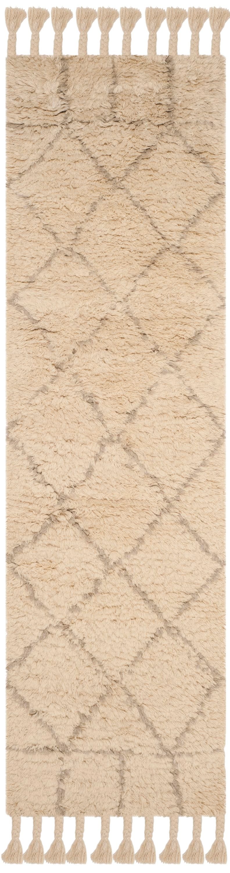 Safavieh CSB725B-28 Casablanca Marti 2 x 8 (ft) Tufted Wool Ivory/Light Gray Rectangular Indoor Trellis Farmhouse/Cottage Runner rug
