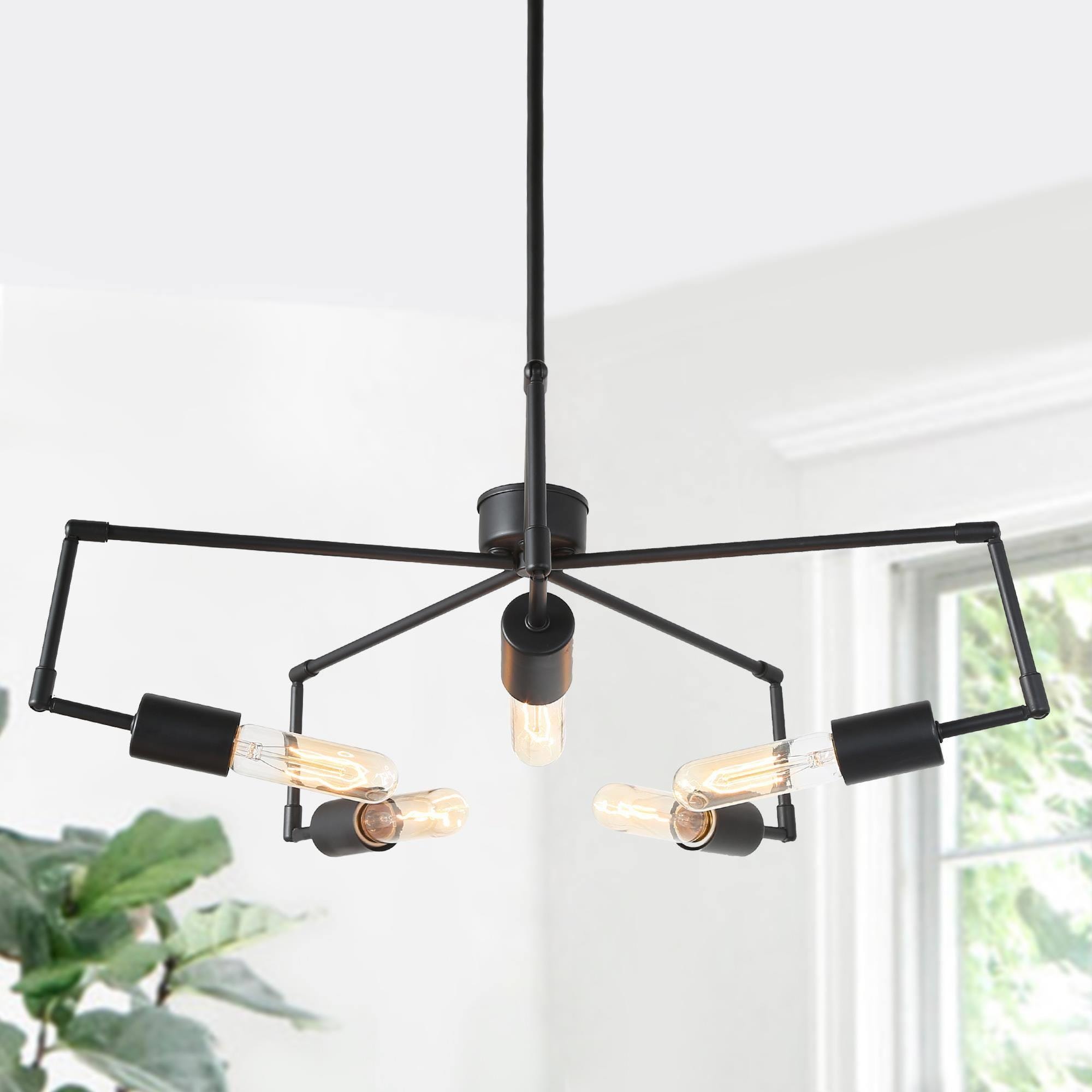 Uolfin JUFAVU-LWS24179-V7 5 -Light Matte Black Modern/contemporary For Use in Bedrooms, Dining Rooms, Foyers, Kitchens, Living Rooms Chandelier