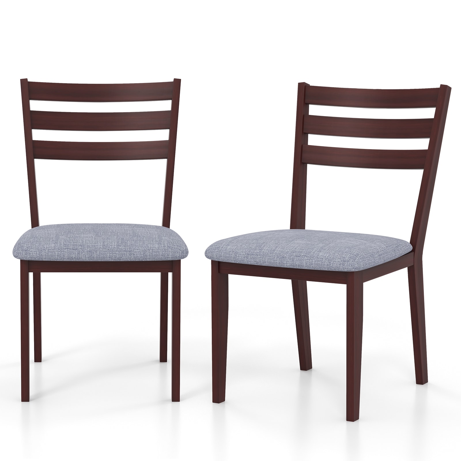 Slickblue D-CO-85365CK Set of 2 Grey and Cappuccino Upholstered Armless Dining Chairs Fabric Seat Rubber Wood Frame for Kitchen Dining Room 21.5L x 17.5W x 30.5H