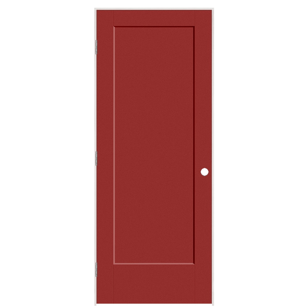 Masonite 895909 32-in x 80-in Barn Red Solid core 1-panel Right hand Smooth Prefinished Molded composite Flat Jamb Single Prehung Interior Door