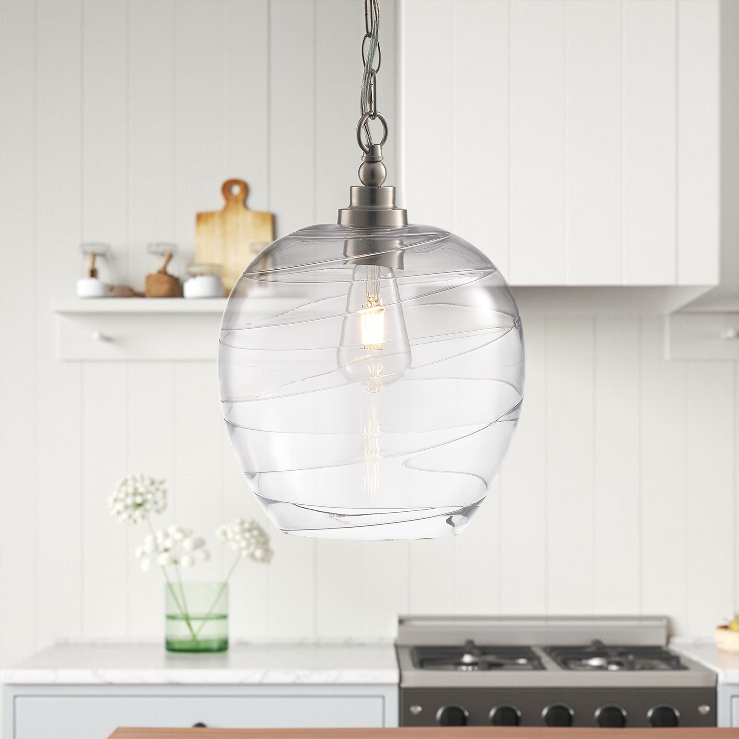 Aiwen 1 -Light Nickel Modern/contemporary Clear glass Globe Medium Hanging Pendant Light