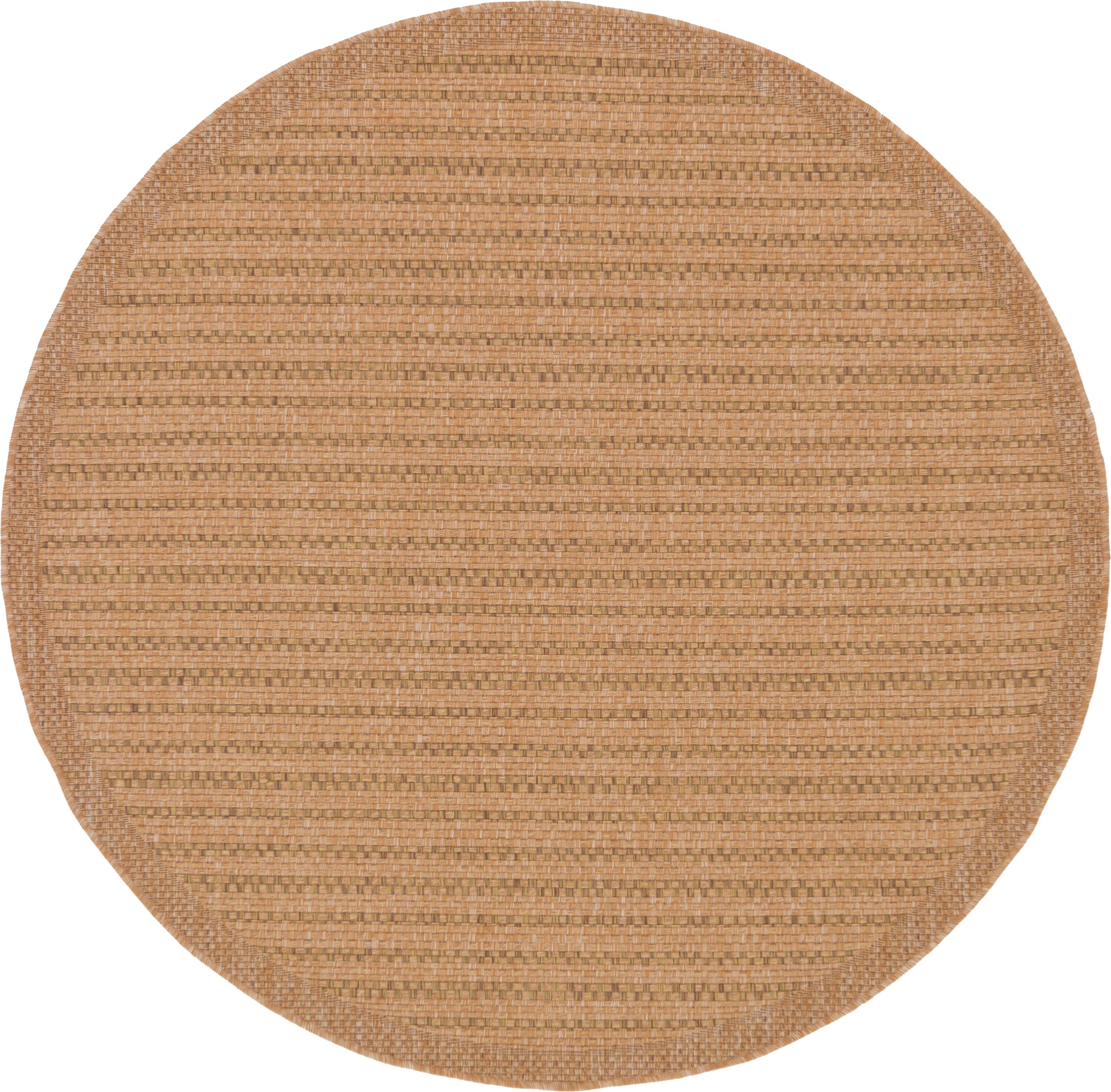 Easy-Care Reversible Stripe Round Outdoor Rug, 6'1", Light Brown