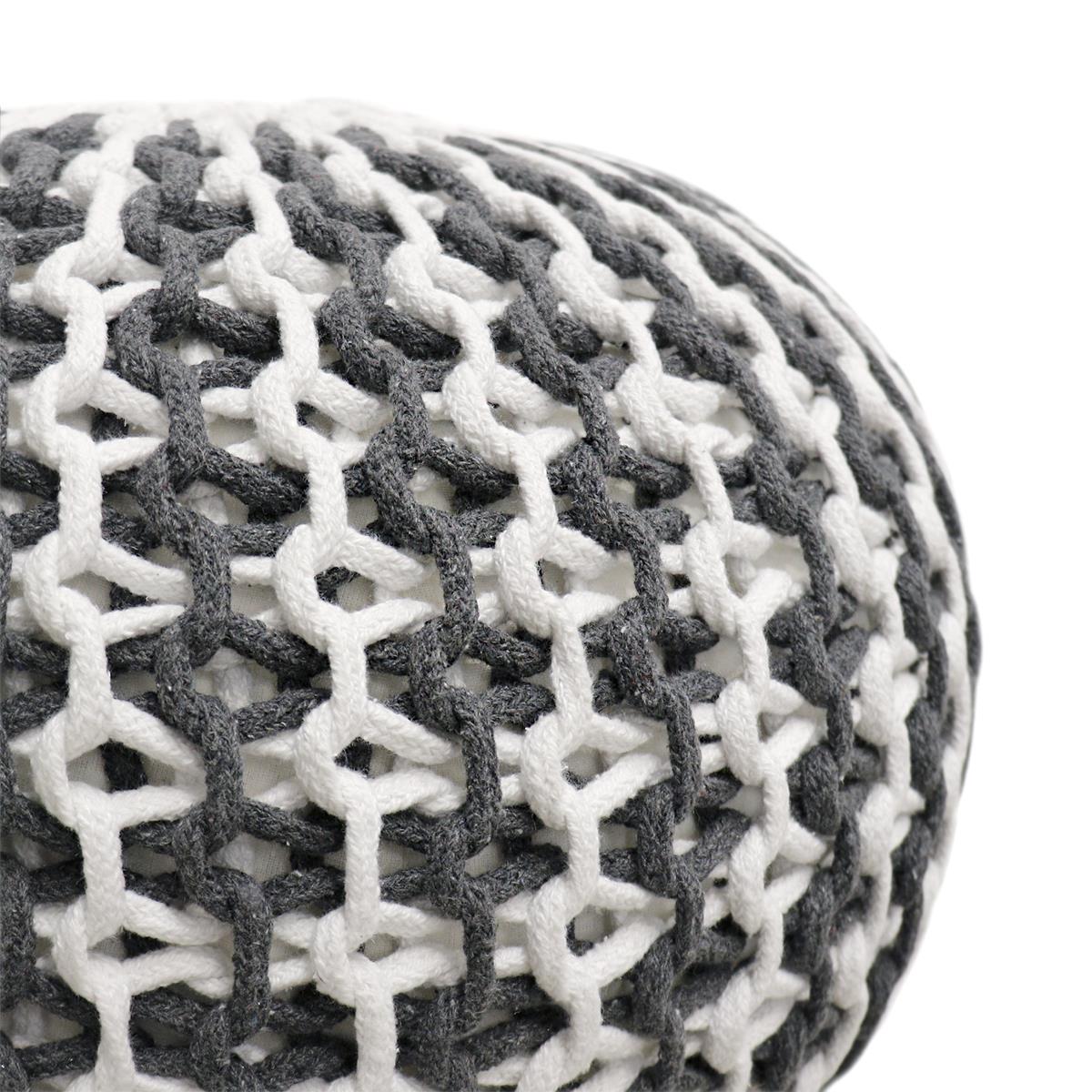Santorini Contemporary Ivory & Grey Square Cotton Pouf