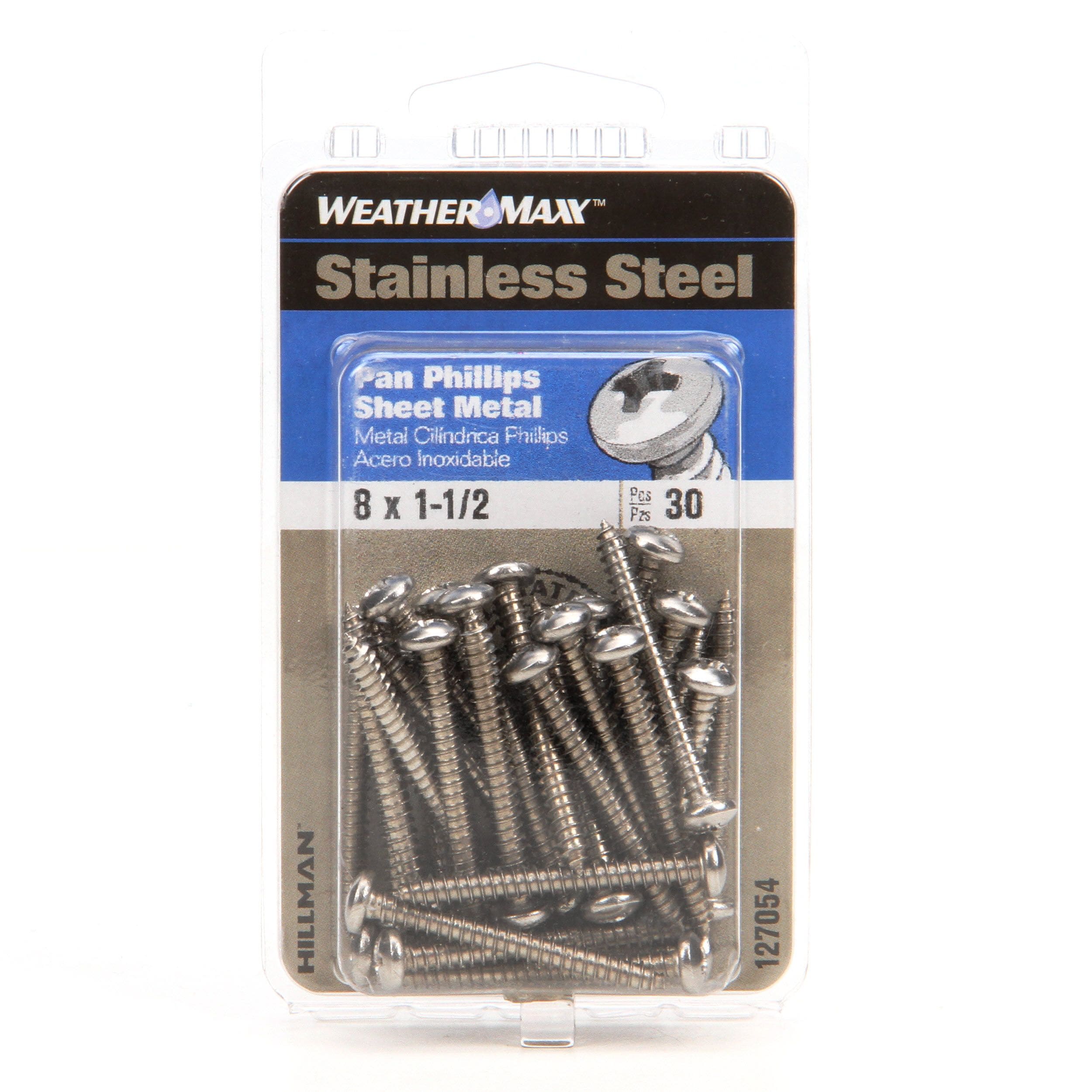 The Hillman Group 2966 8 x 1-1/2-Inch Stainless Steel Pan Head Phillips Sheet Metal Screw 15-Pack