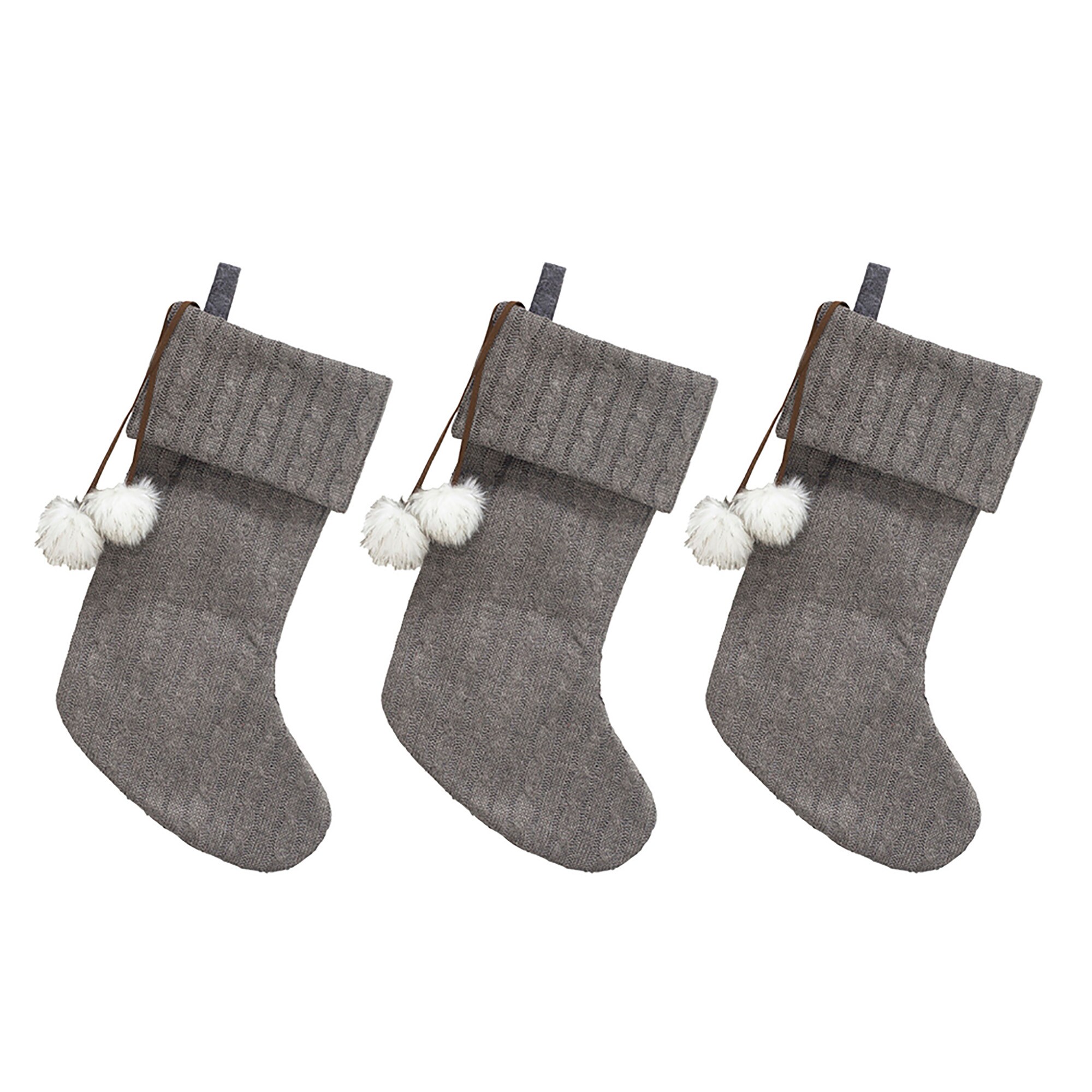 New Traditions 1209334-3DD3 20-in Gray Knit Christmas Stocking