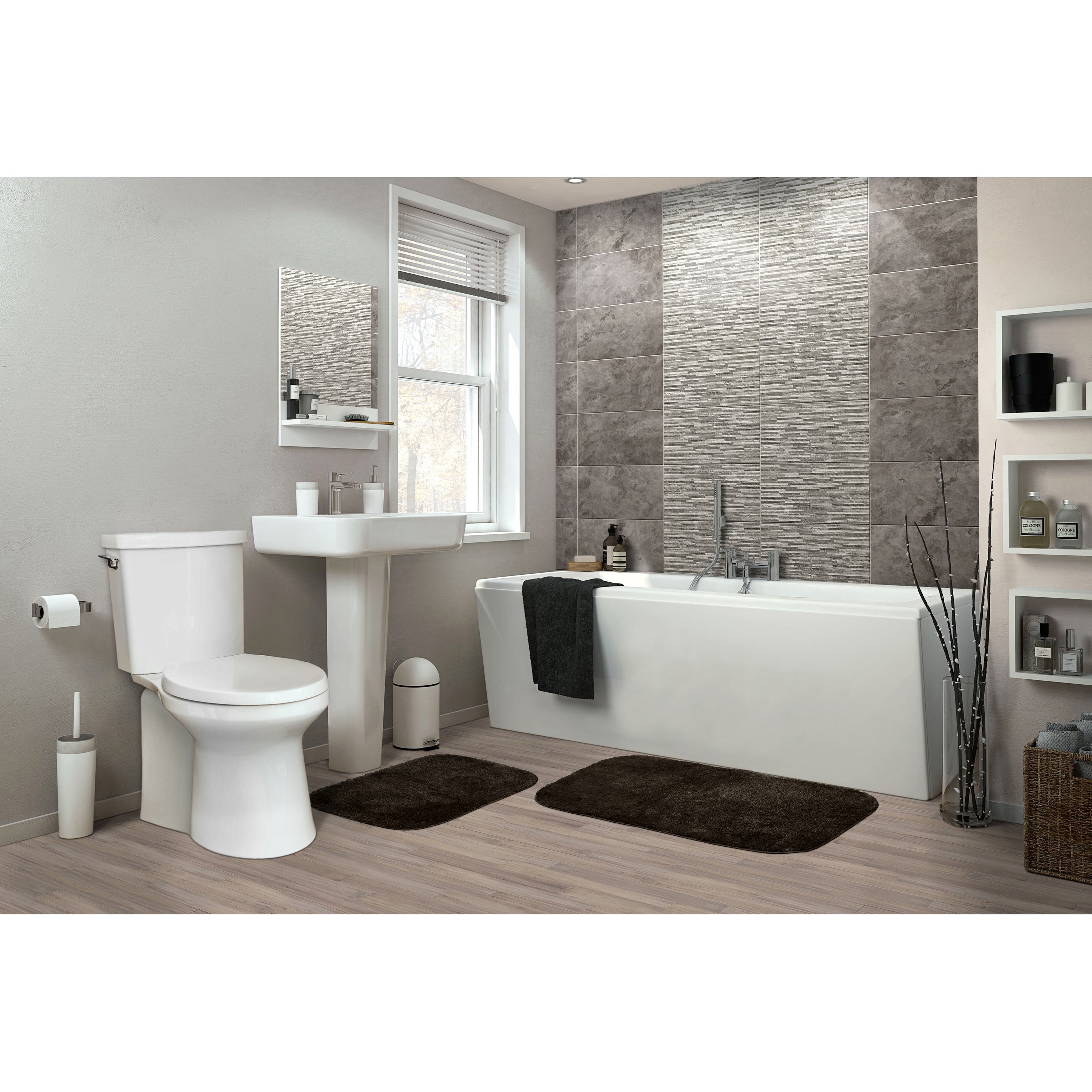 Chocolate Nylon Traditional 2-Piece Bathroom Rug Set