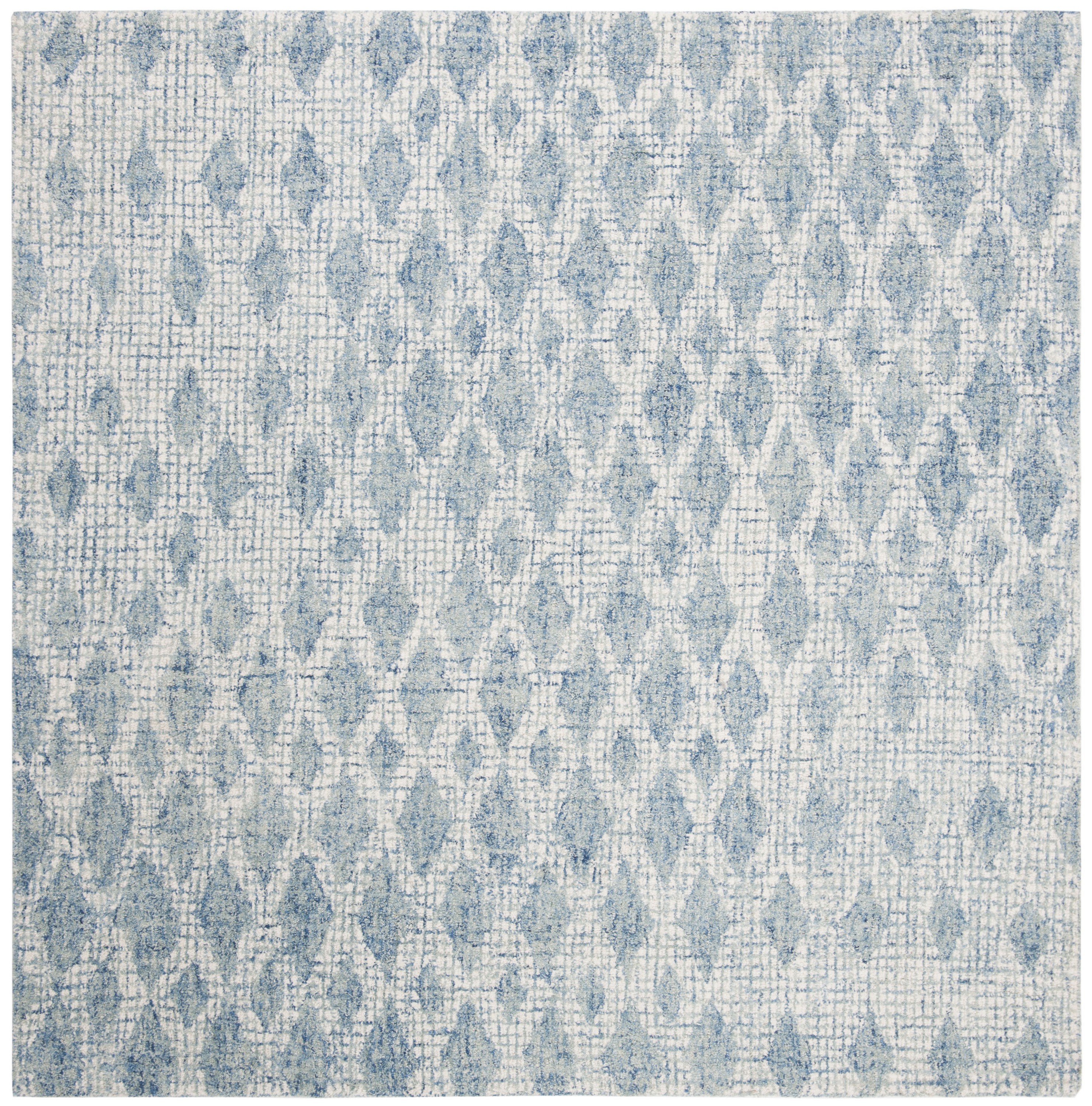 Handmade Blue Wool Abstract Tufted Square Area Rug 6'x6'