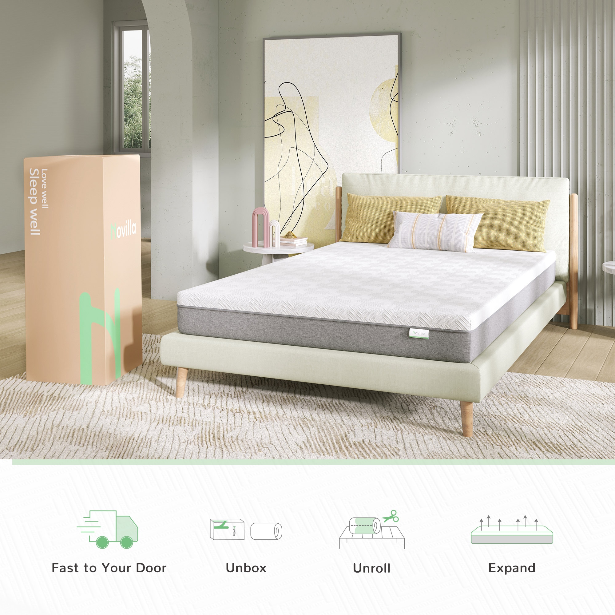 Novilla 8-in Full Memory Foam Mattress In A Box In The Mattresses ...