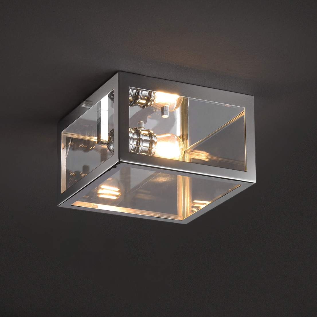 JONATHAN  Y JYL9553B Eleanor 8" Iron/Glass Square Traditional Industrial 1 -Light 8-in Chrome Flush Mount Light