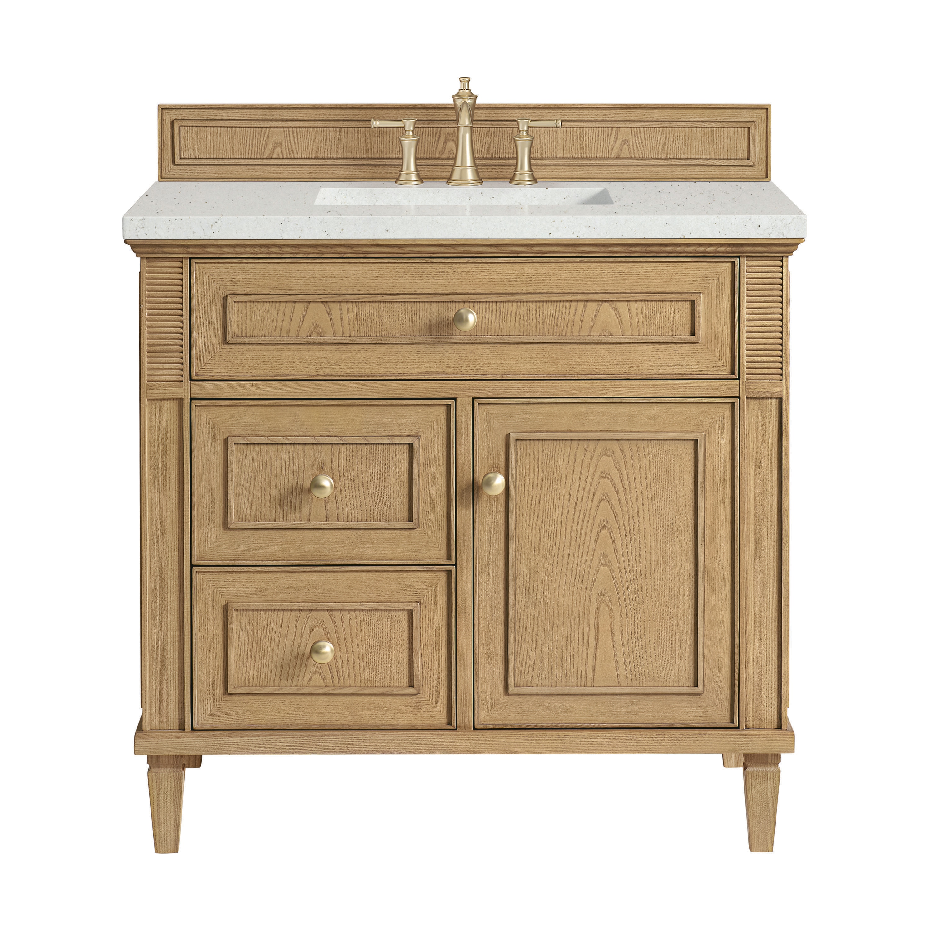James Martin Vanities 424-V36-LNO-3LDL Lorelai 36-in Light Natural Oak Undermount Single Sink Bathroom Vanity with Lime Delight Quartz Top