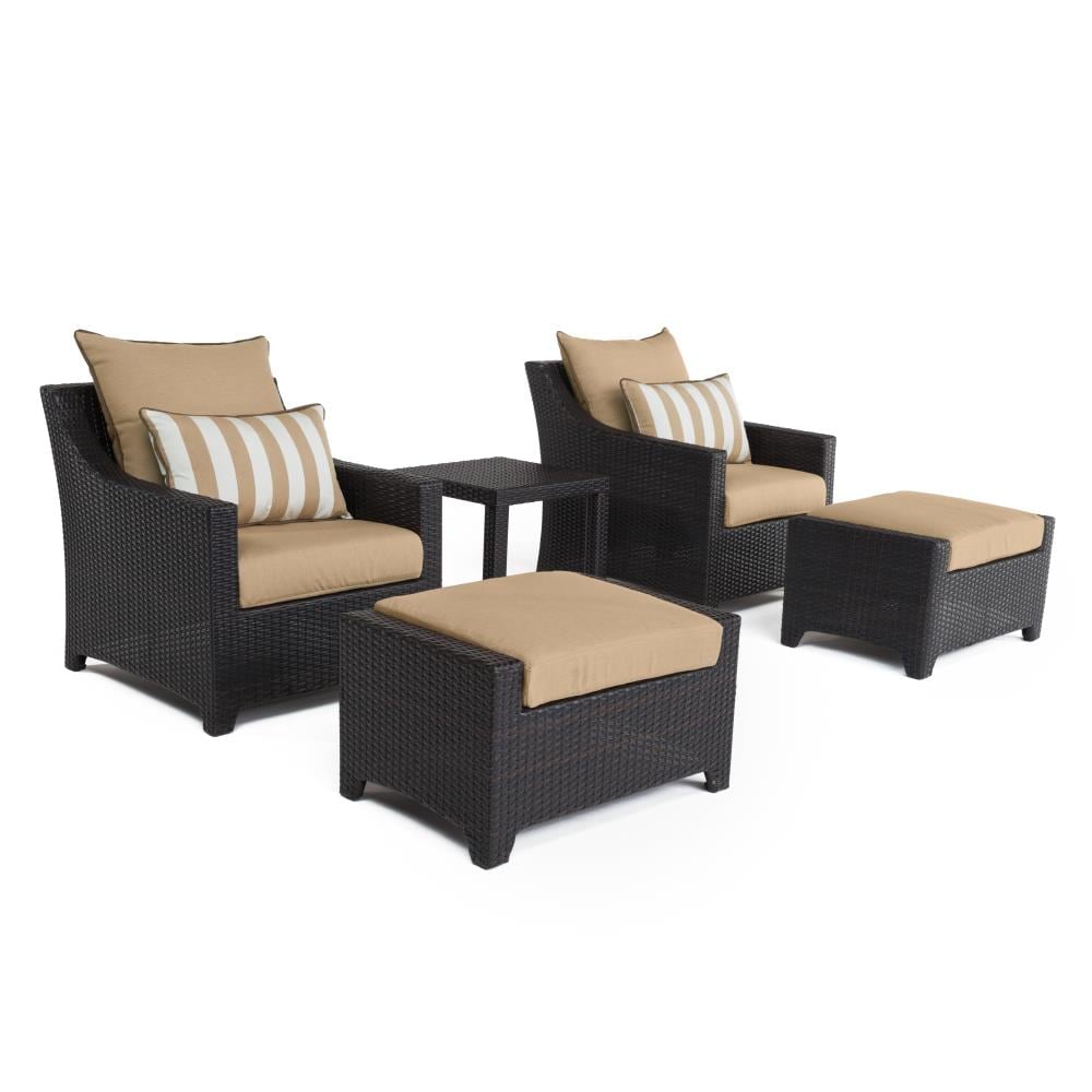 RST Brands OP-PECLB5-MXM-K Deco 5 -Piece Wicker Patio Conversation Set with Off-white Sunbrella Cushions