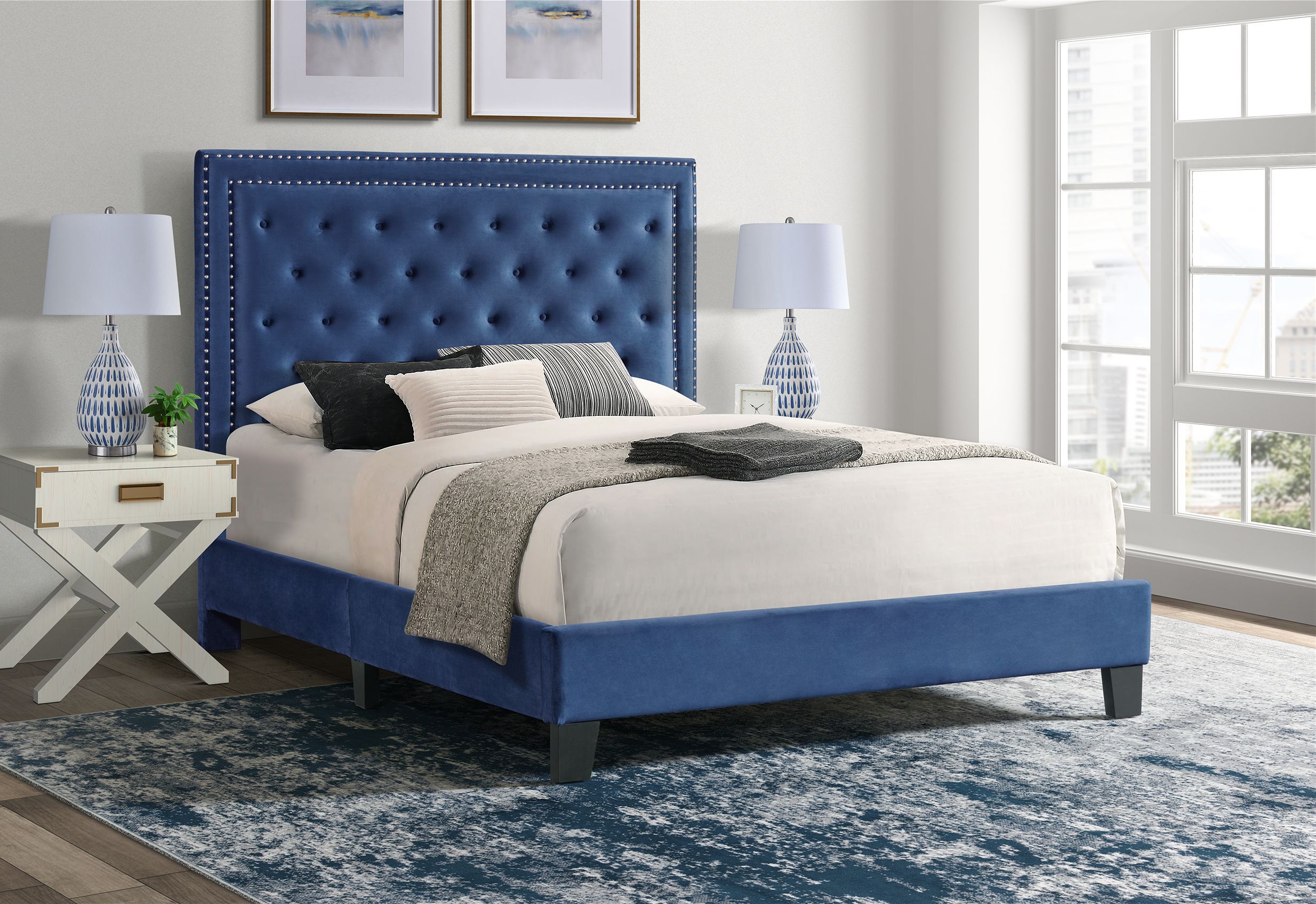 Picket House Furnishings Teagan Navy Queen Upholstered Bed in the Beds ...