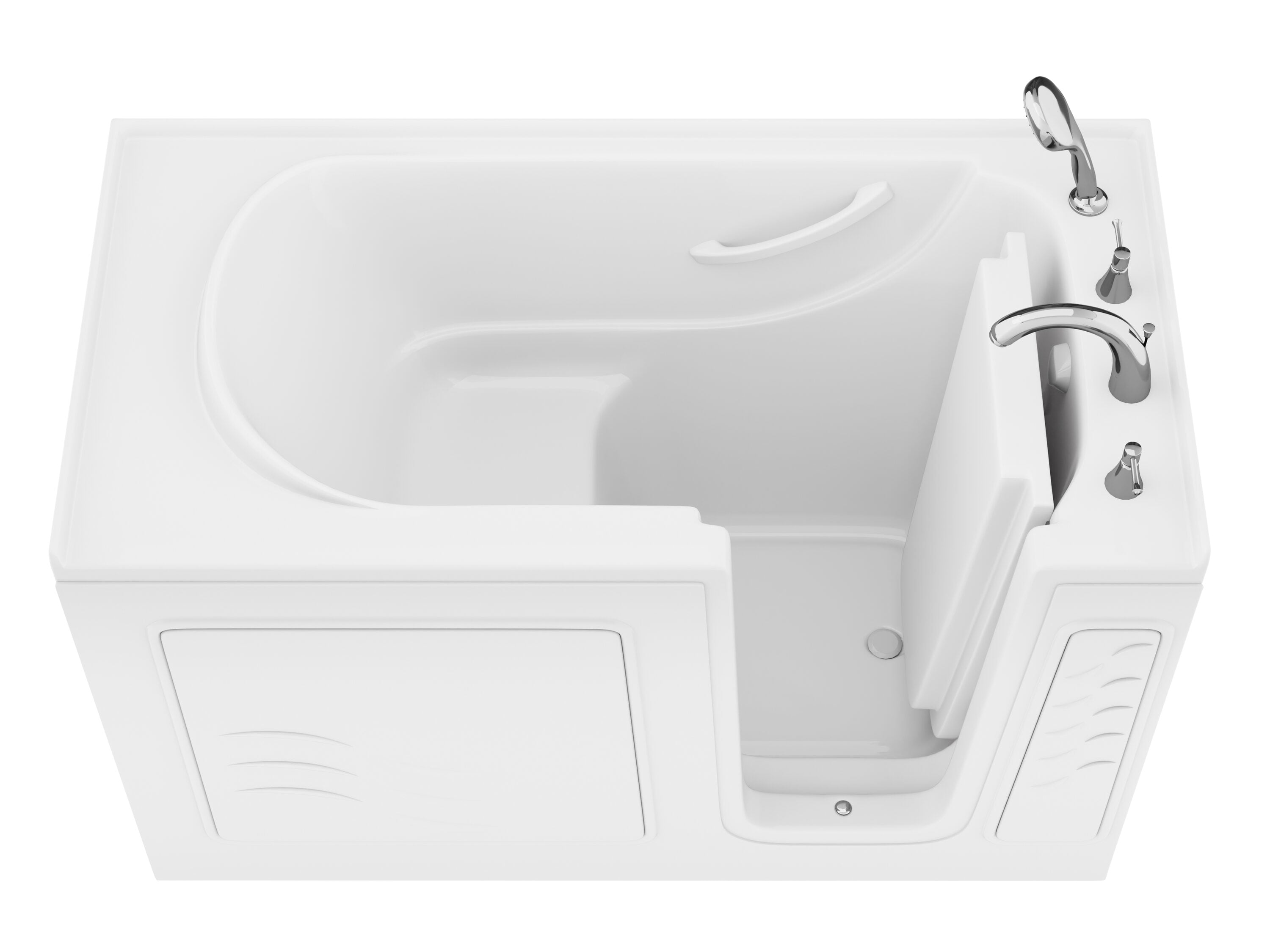 Endurance LSB3060RWS 60-Inches x 30-Inches White Gel-coated fiberglass Rectangular Walk-in Soaking bathtub with Faucet Hand Shower Drain ( Right Drain )