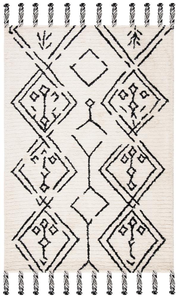 Safavieh CSB201Z-4 Casablanca Benita 4 x 6 (ft) Tufted Wool Ivory/Black Rectangular Indoor Abstract Area rug