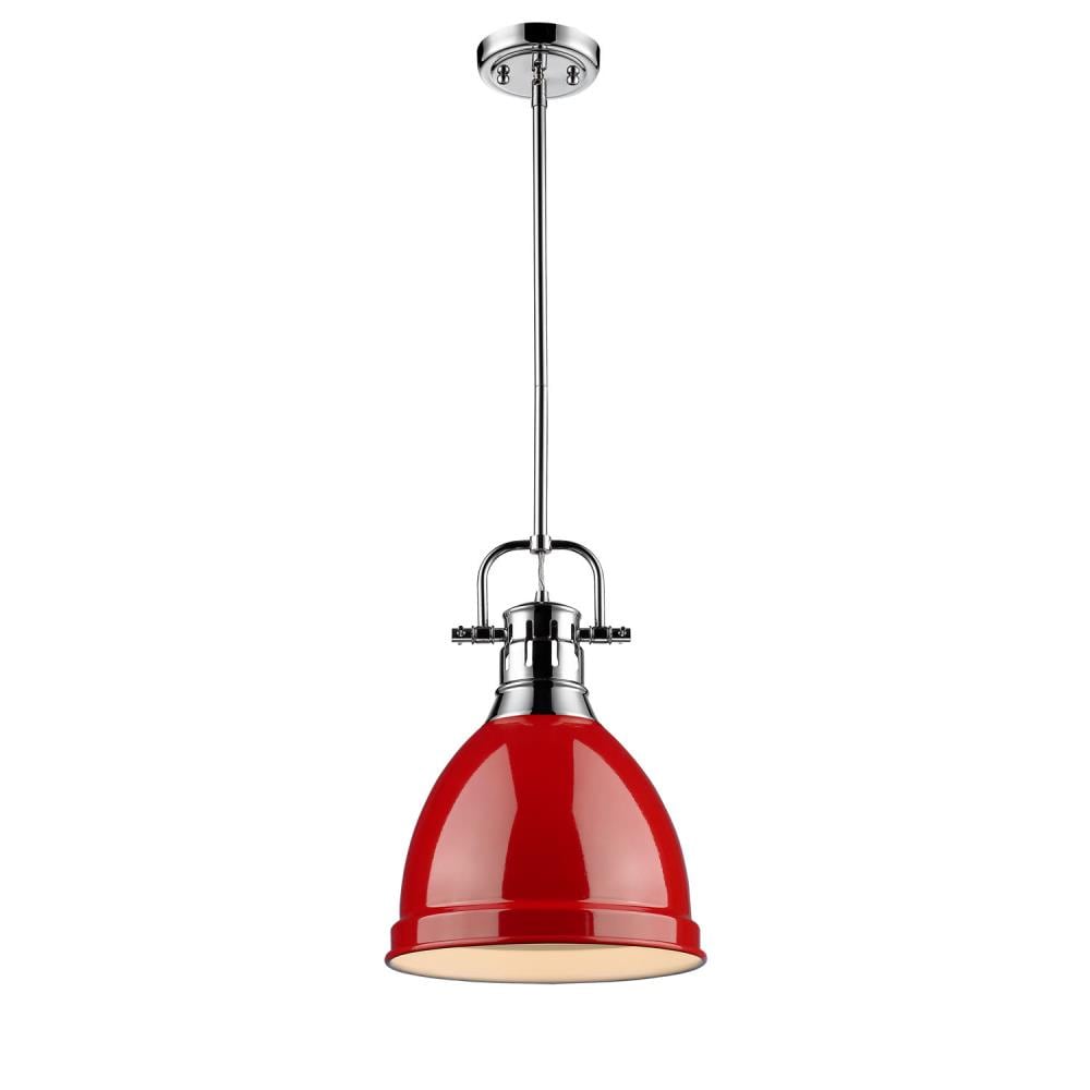 Golden Lighting 3604-S CH-RD Duncan 1 -Light Chrome Transitional Dome Mini Hanging Pendant light